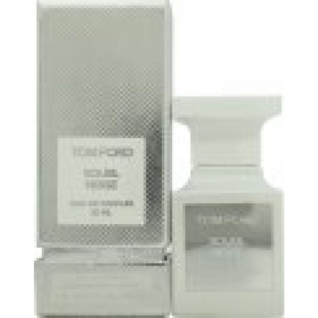 Flacone bianco e confezione argentata. Scritta: TOM FORD, SOLEIL NEIGE, 30 ml.
