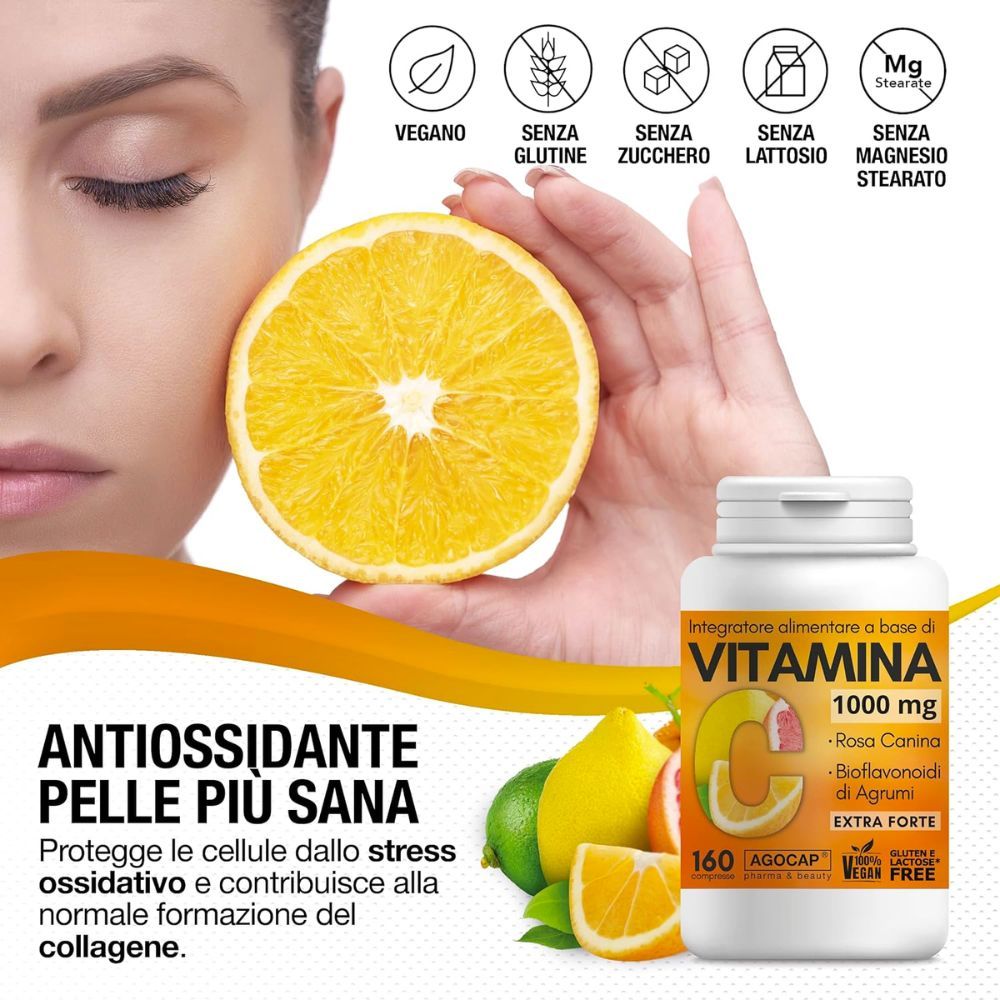 agocap - Integratore a base di Vitamina C 1000 con Bioflavonoidi da Agrumi e Rosa Canina