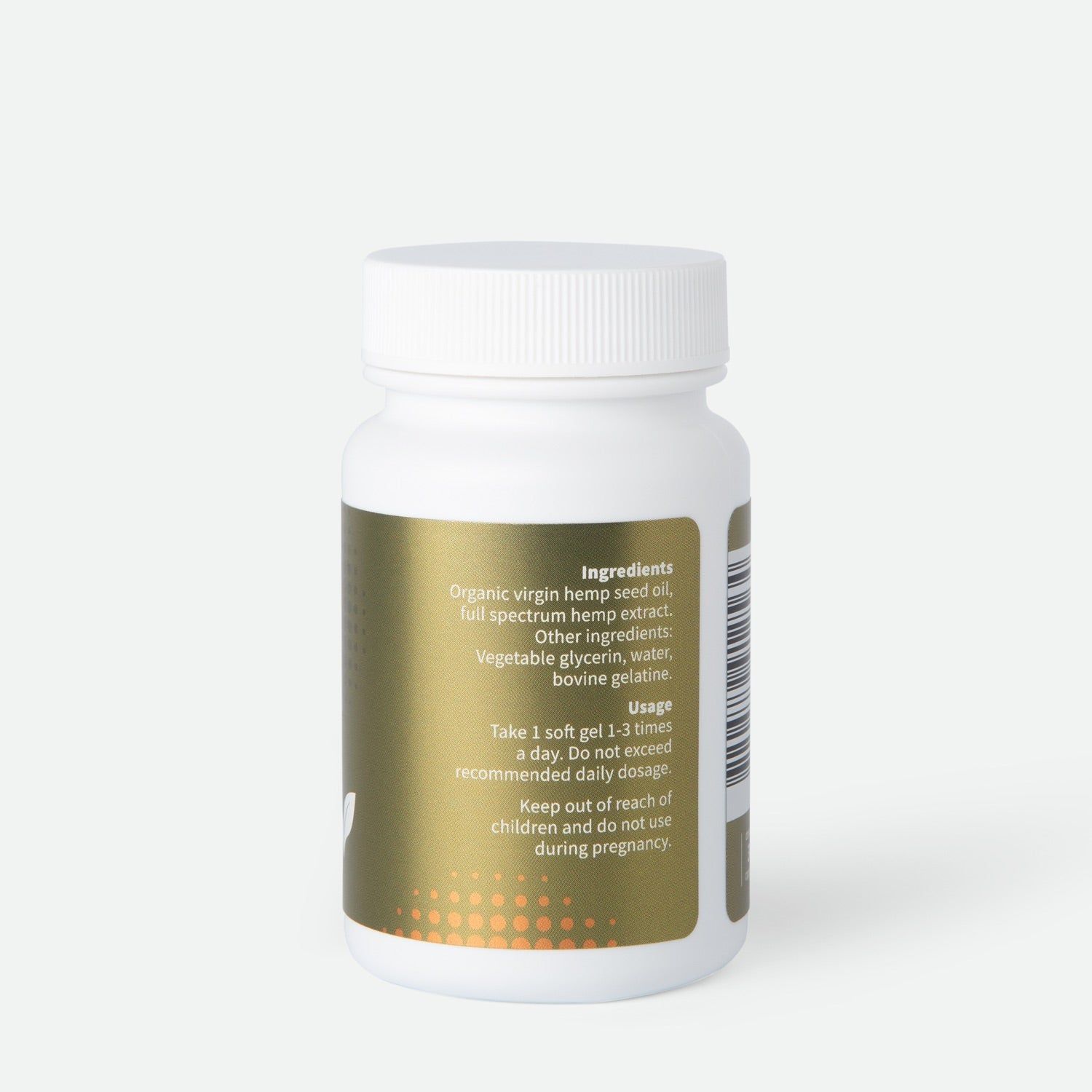 Flacone di capsule CBD, 20 mg, Full Spectrum.