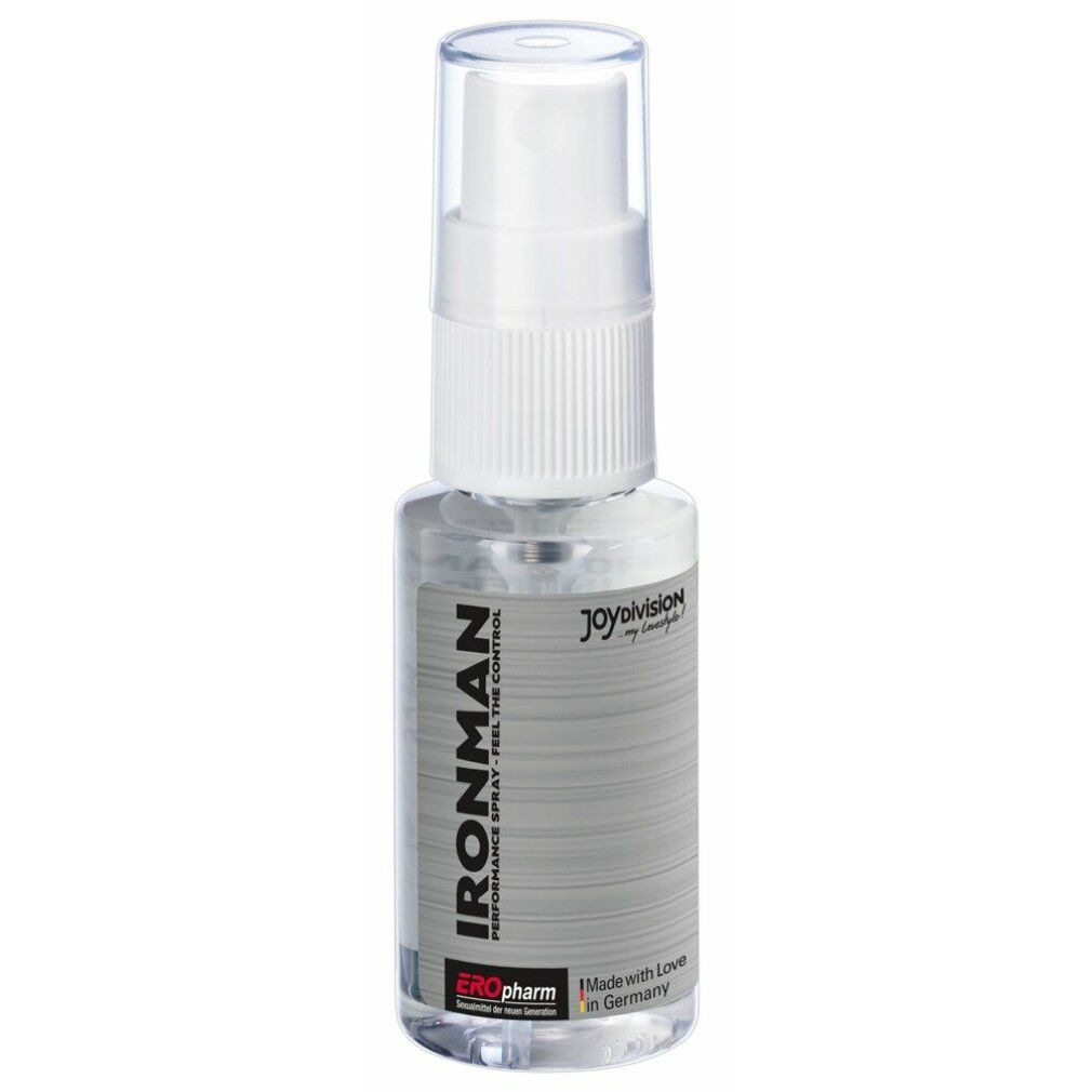 Spray trasparente con spruzzatore e tappo bianchi. Flacone con etichetta grigia.