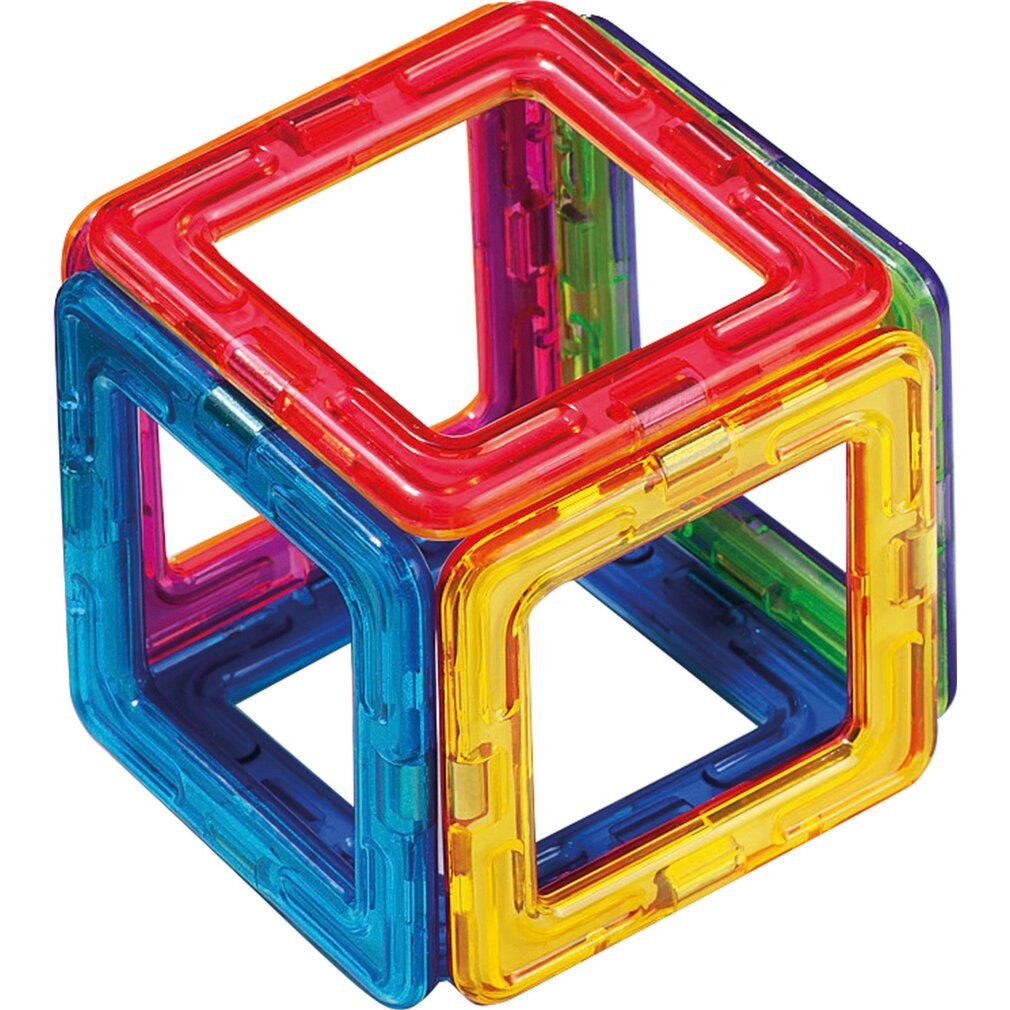 Cubo multicolore composto da quadrati magnetici trasparenti. I lati sono di colori diversi.