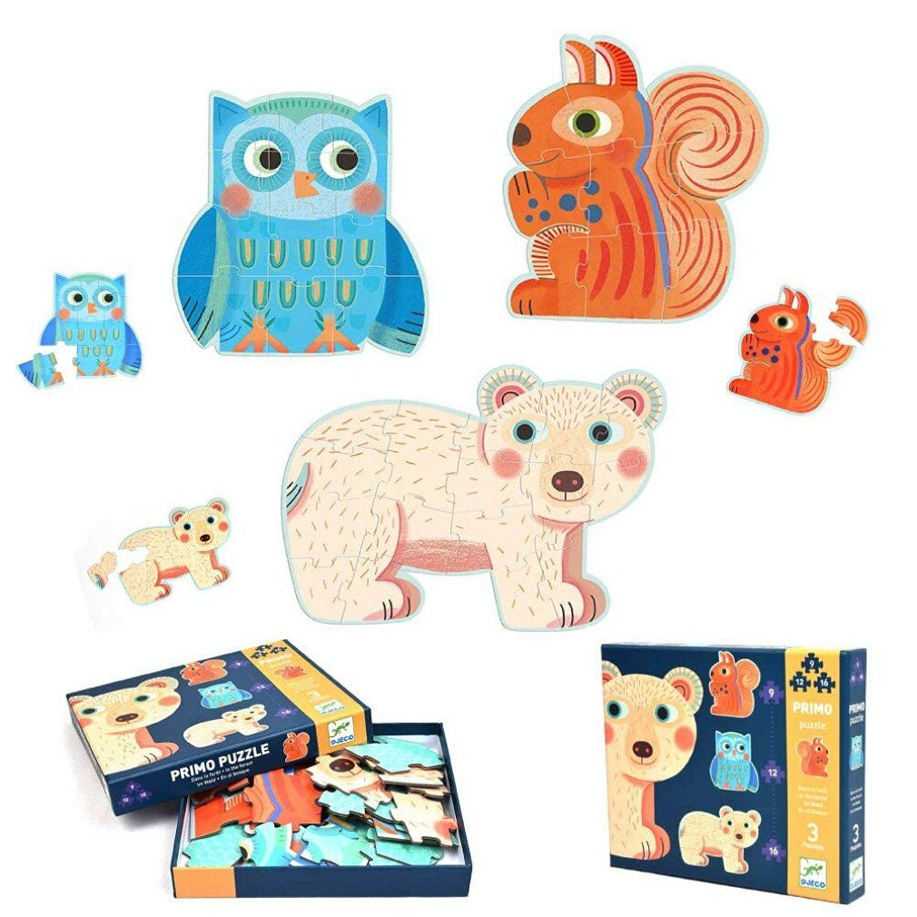 djeco Puzzle Nella Foresta 3in1 (9,12,16 pezzi)