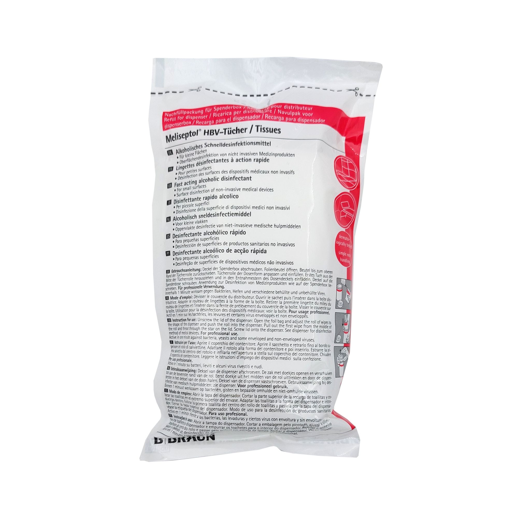 B. Braun Meliseptol® Wipes Wipes Sensitive Disinfection - 100 pezzi | Pacchetto (100 asciugamani)