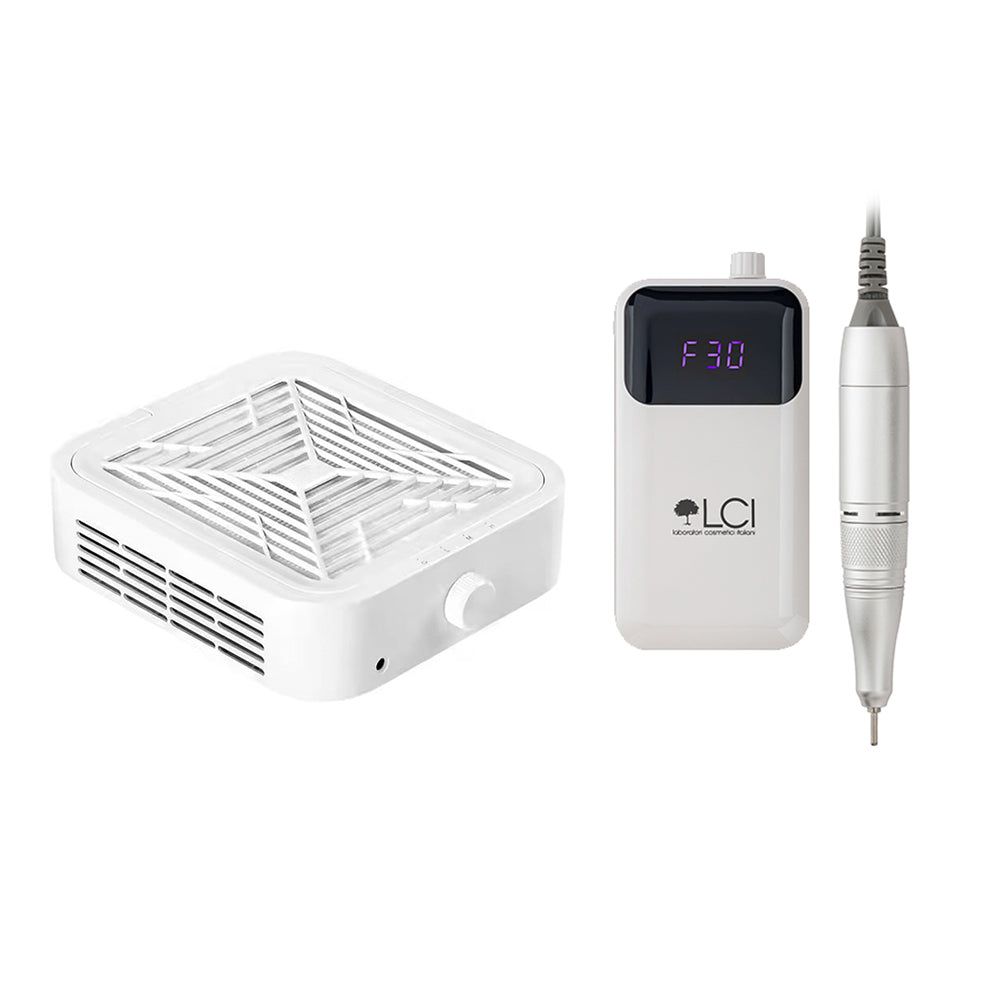 LCI Cosmetics - Kit PRO LCI - Aspiratore Pro 120w e Fresa wireless Pro 30.000 giri