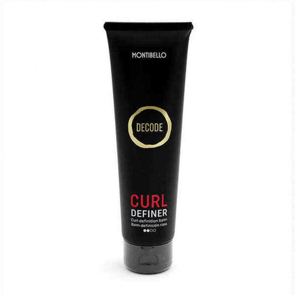 Tubo nero con scritta "MONTIBELLO DECODE CURL DEFINER". Balsamo definizione ricci.
