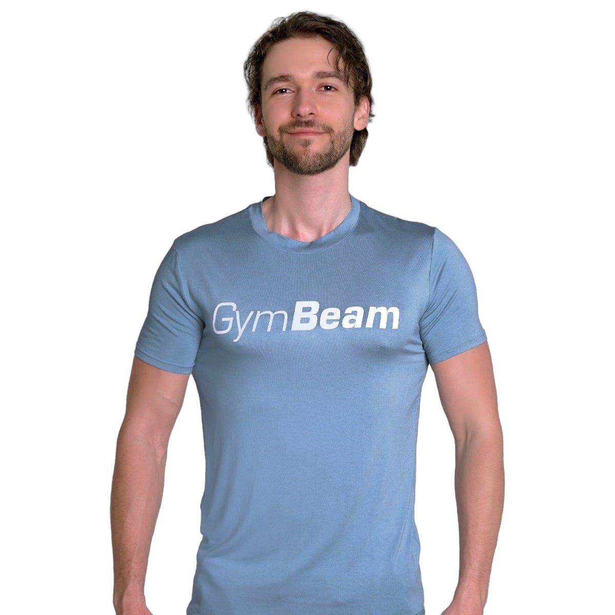 GymBeam T-shirt uomo Essence regular fit a manica corta in viscosa ed elastan blu