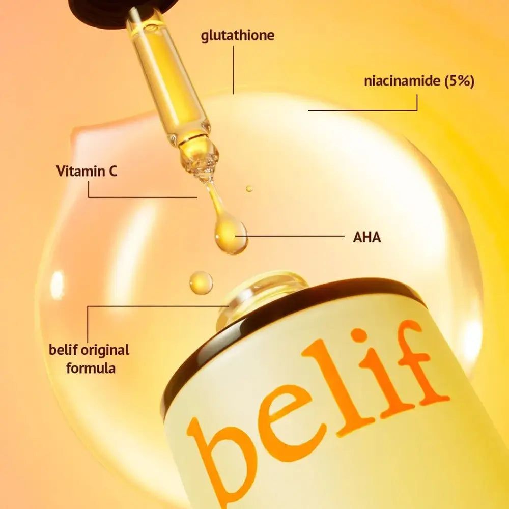 Pipetta gocciola siero con niacinamide e vitamina C su flacone.