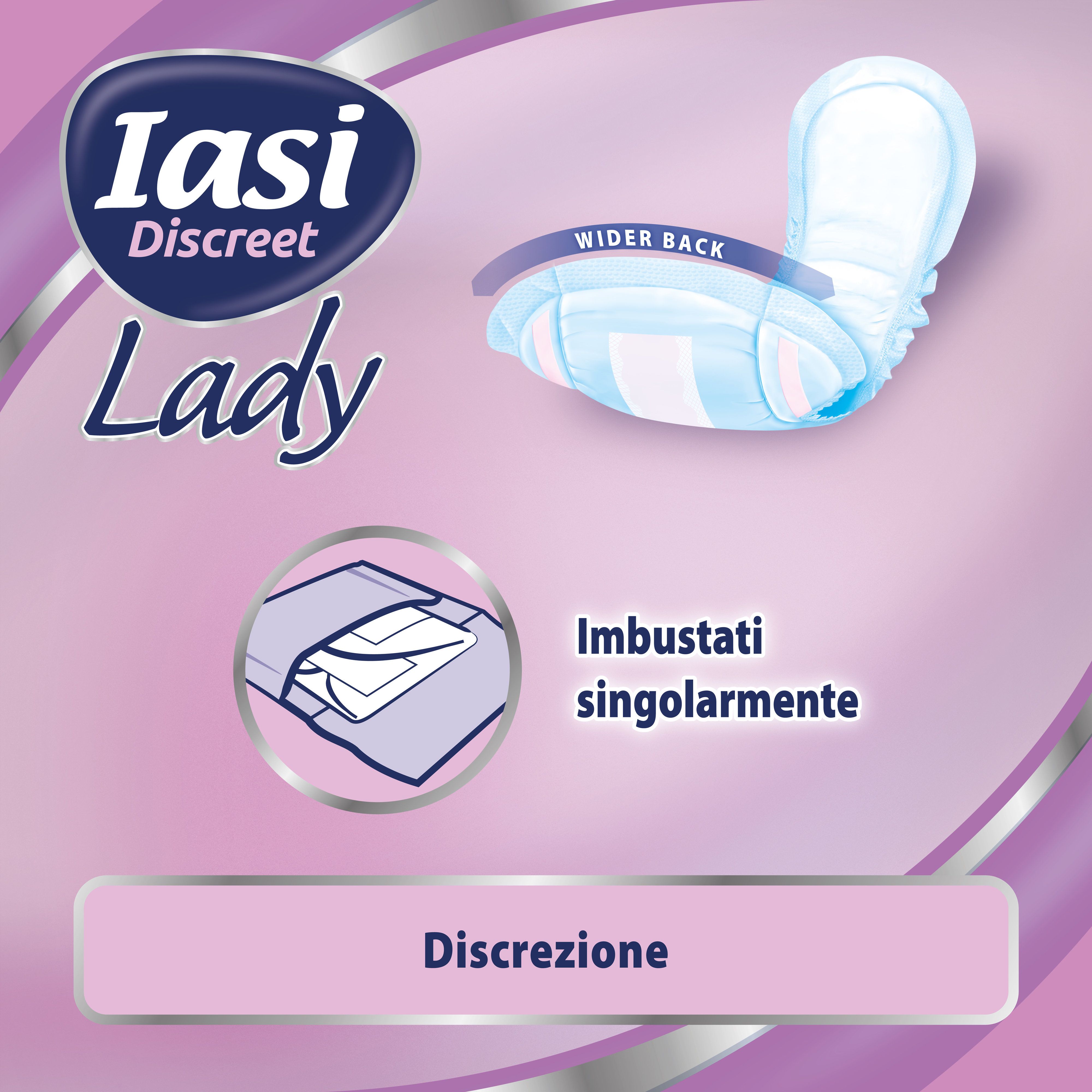 IASI Discreet LADY, Assorbenti per perdite urinarie Femminili Moderate, Taglia Super, 10 Unità