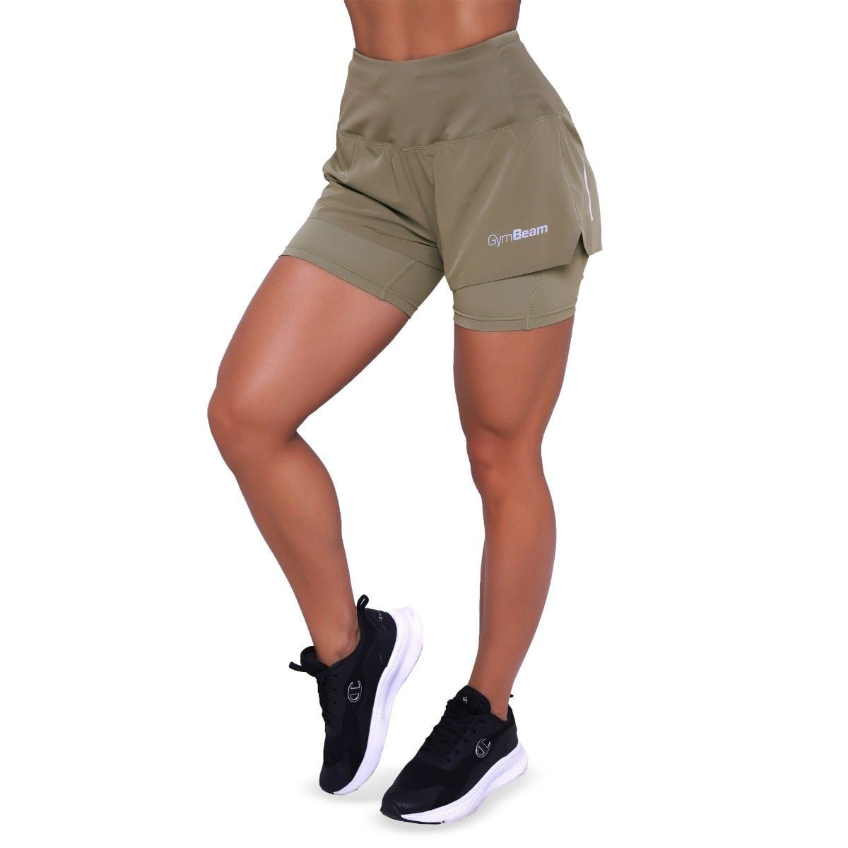 GymBeam Pantaloncini donna Pulse Running 2in1 slim Vetiver con tasche