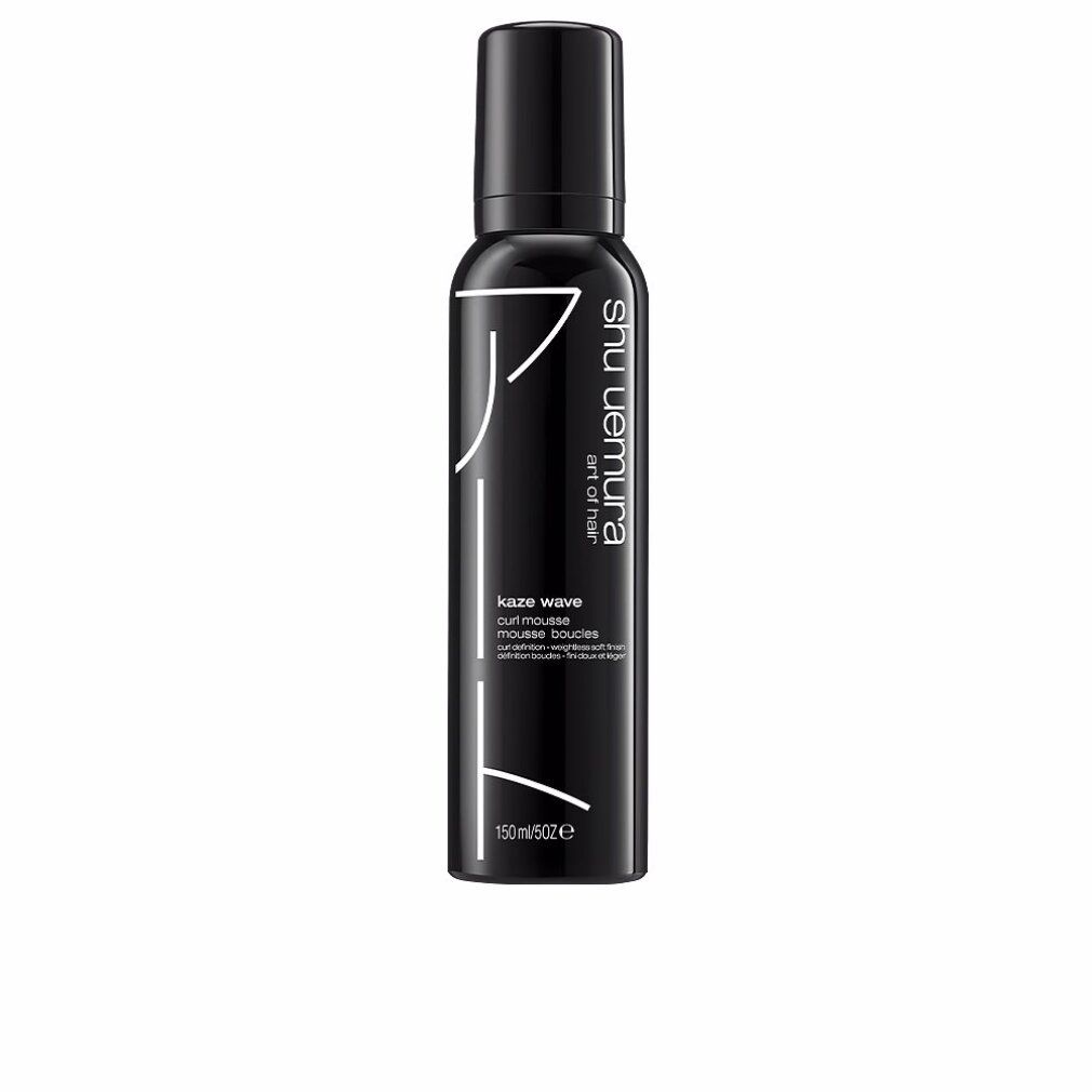 Flacone nero con scritte bianche. Scritta: Shu Uemura Art of Hair. Nome prodotto: Kaze Wave Curl Mousse.