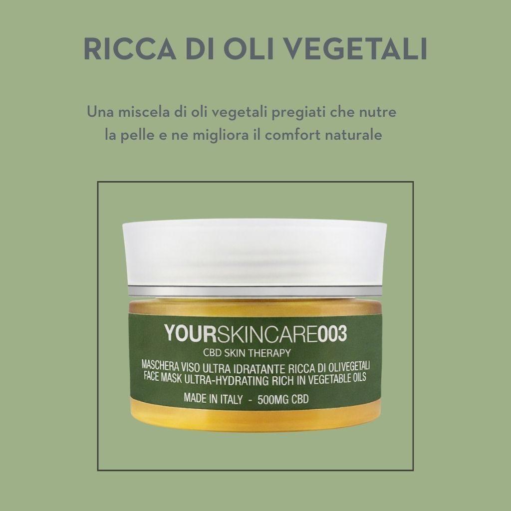 Maschera Viso CBD Dorata Ultra Idratante – Trattamento Nutriente, Illuminante e Rigenerante