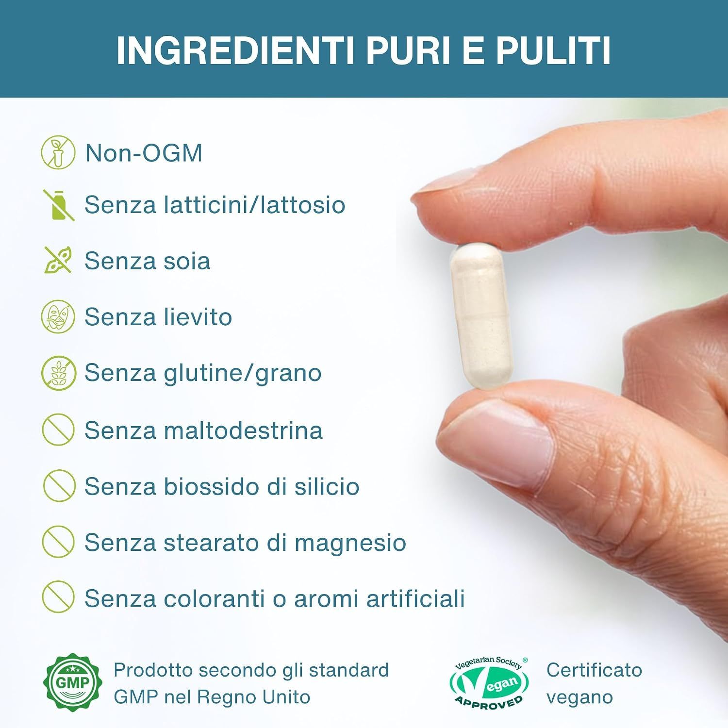 Grafica con simboli di vitamine B e zinco per reintegrare i nutrienti.