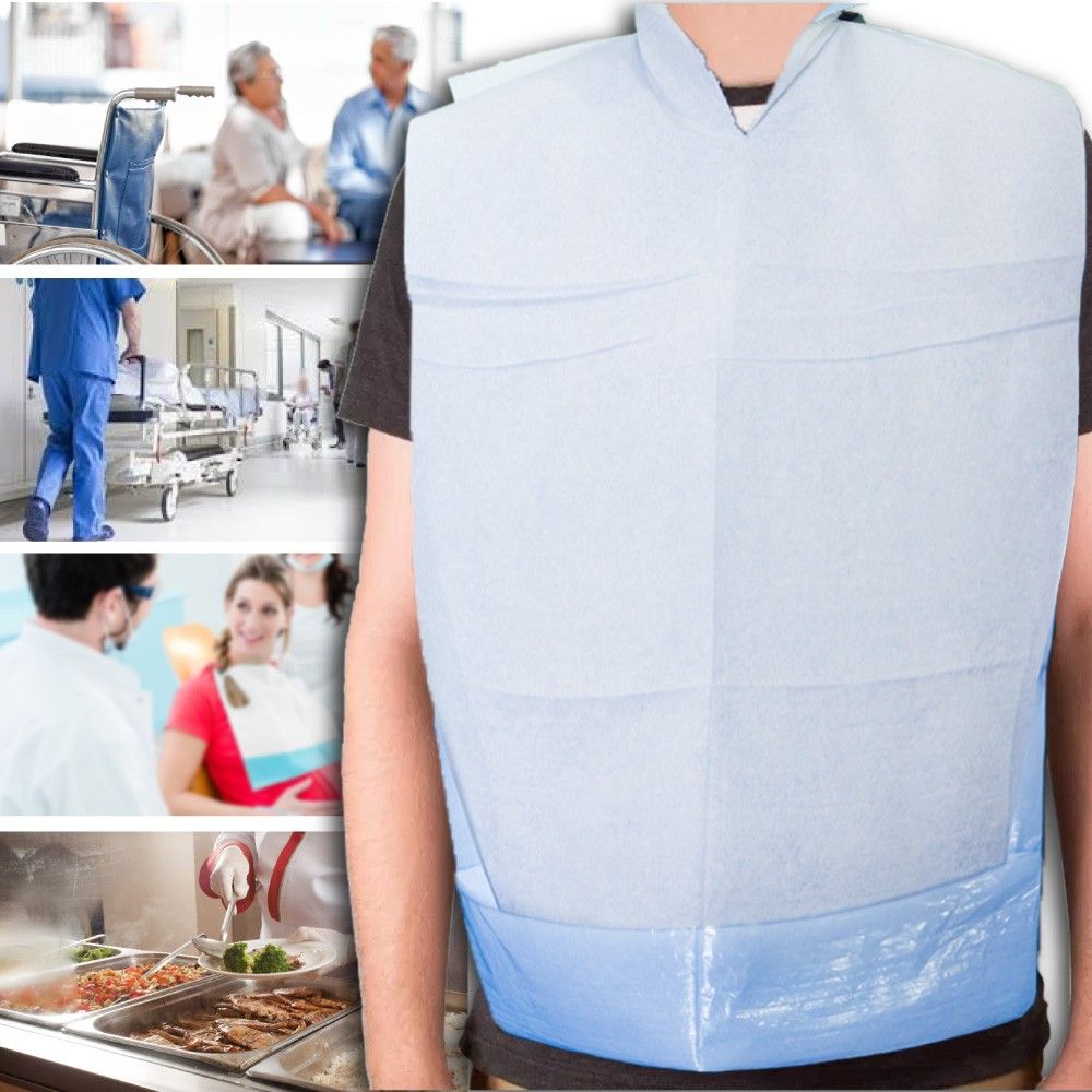 Medical Sud Bavagli monouso per adulti In Cellulosa E Polietilene con tasca di raccolta