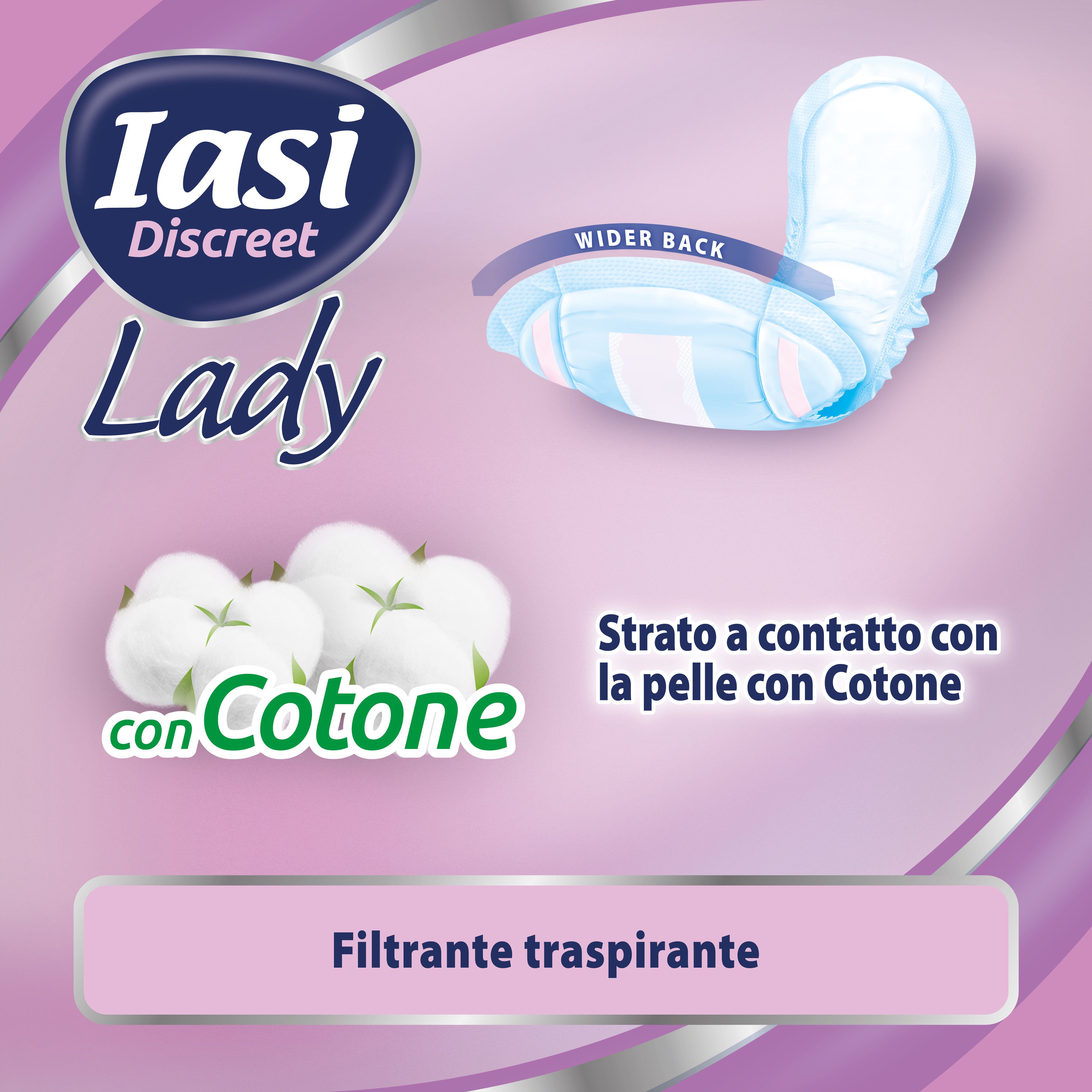 IASI Discreet LADY, Assorbenti per perdite urinarie Femminili Moderate, Taglia XL, 10 Unità