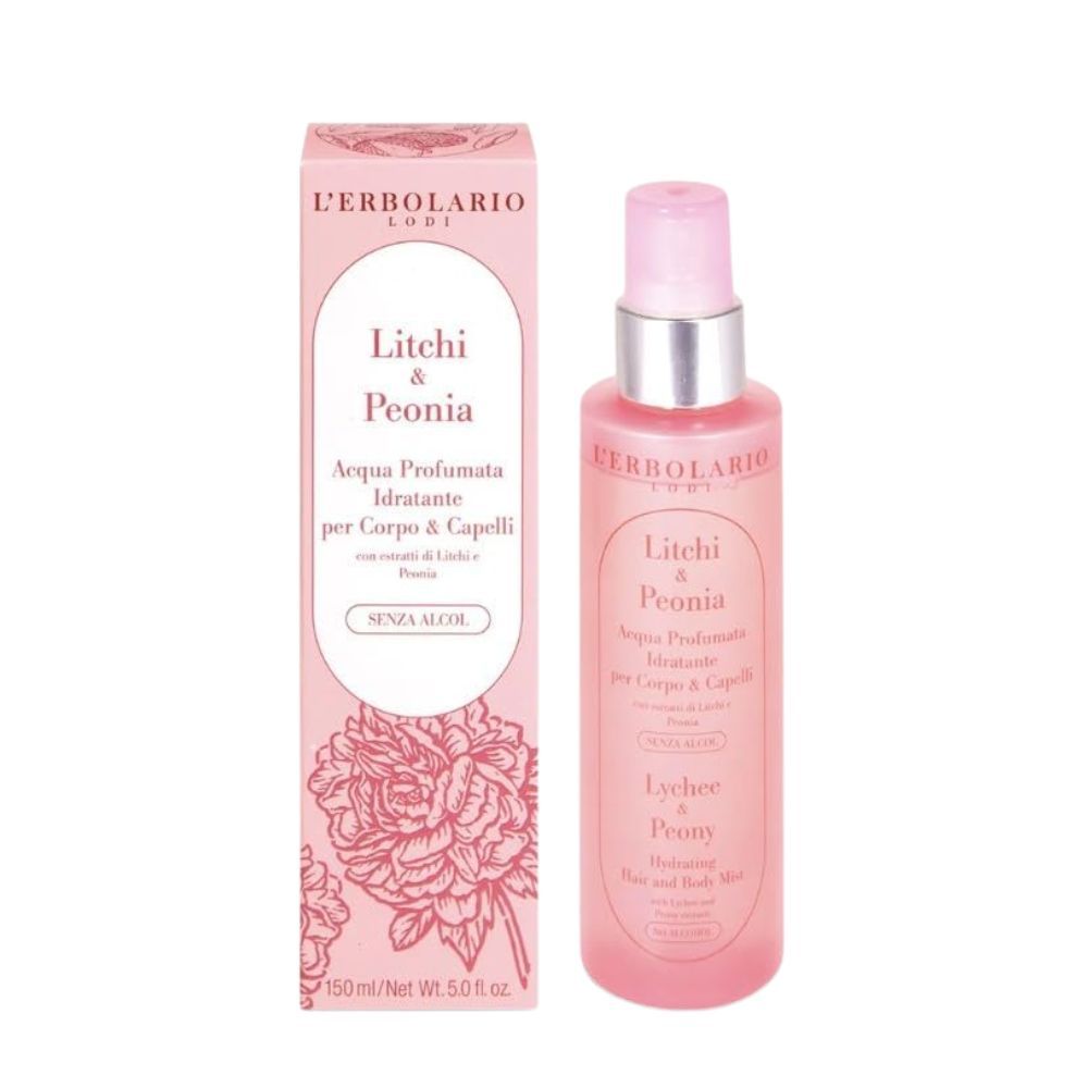 L'Erbolario - Acqua Profumata Idratante Litchi & Peonia - Profumo fiorito per Corpo e Capelli