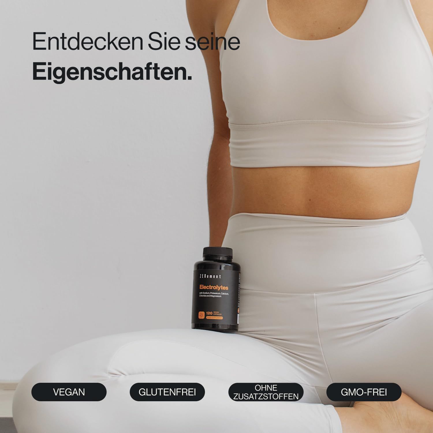 Flacone nero di capsule Zenement Elektrolyt. Vegano, senza glutine, senza additivi, senza OGM.