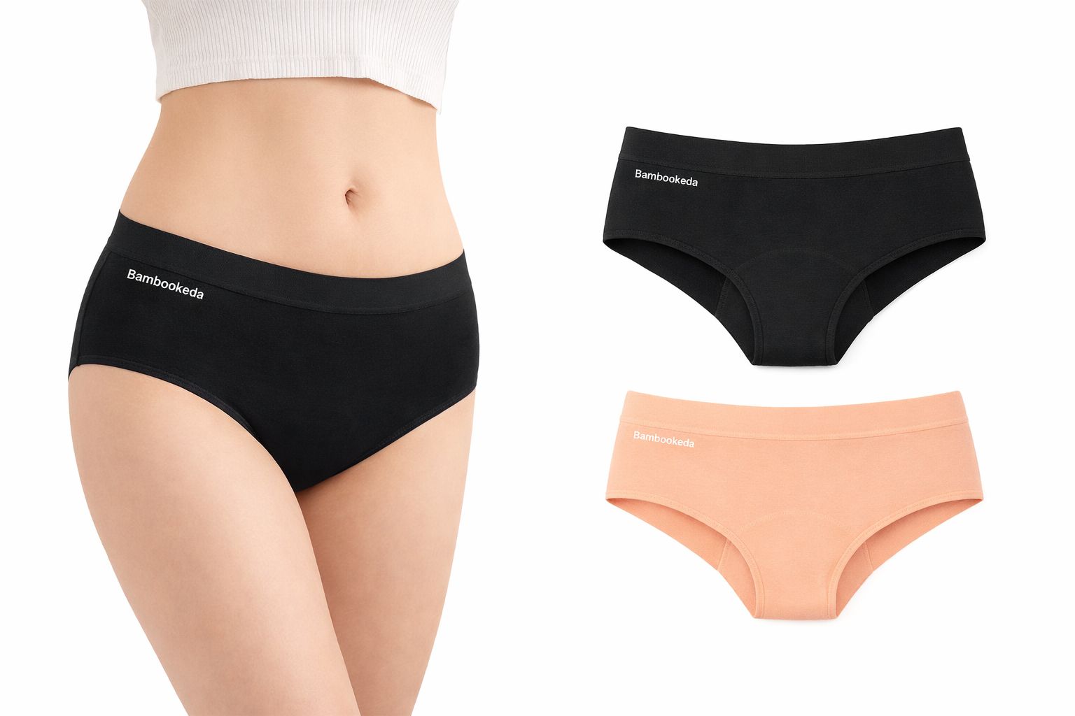 Bambookeda Slip Assorbente Donna per la leggera incontinenza colore Nero taglia XXL