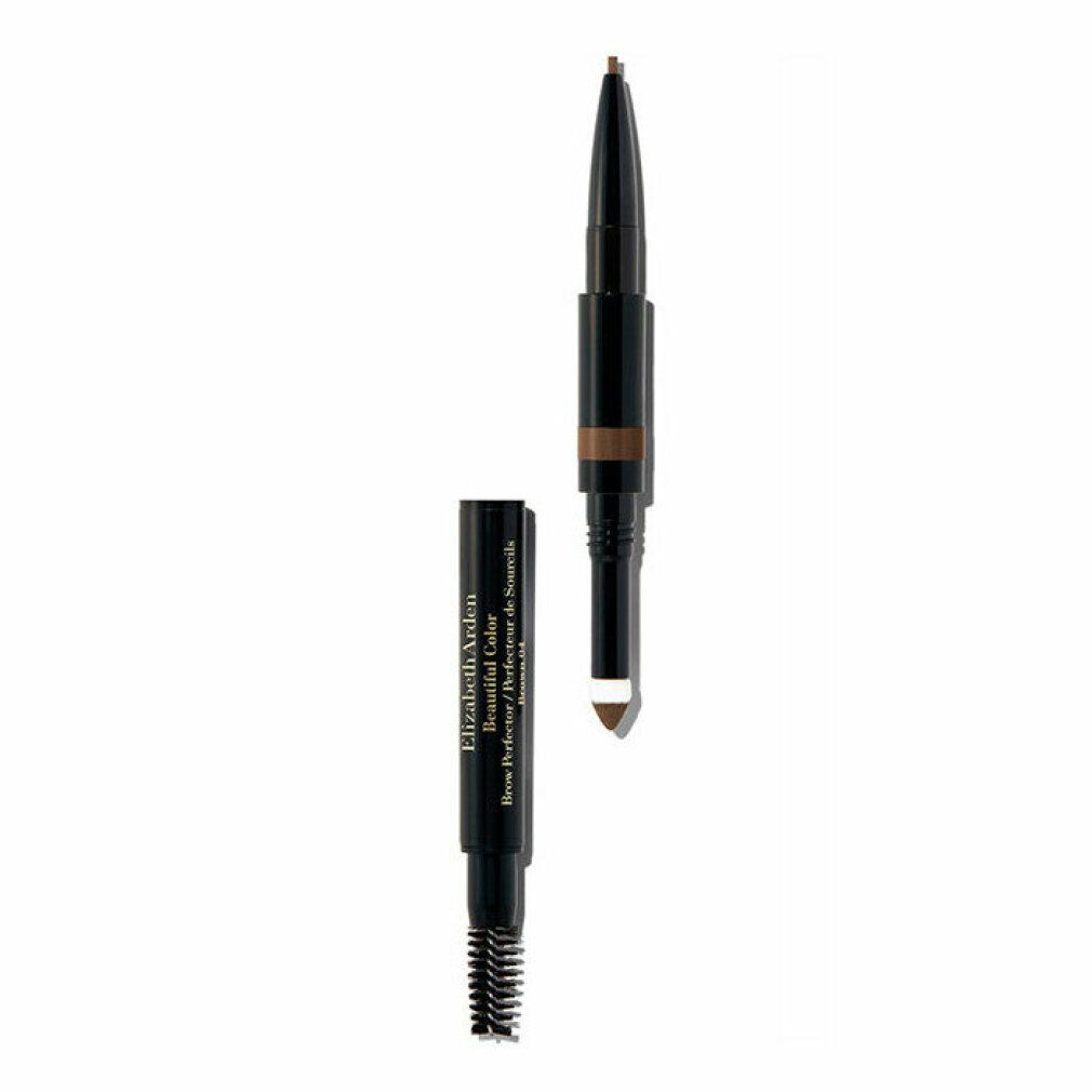Matita per sopracciglia marrone con spazzola e punta. Penna nera, nome del prodotto: Elizabeth Arden Beautiful Color 3 In 1 Eyebrow.