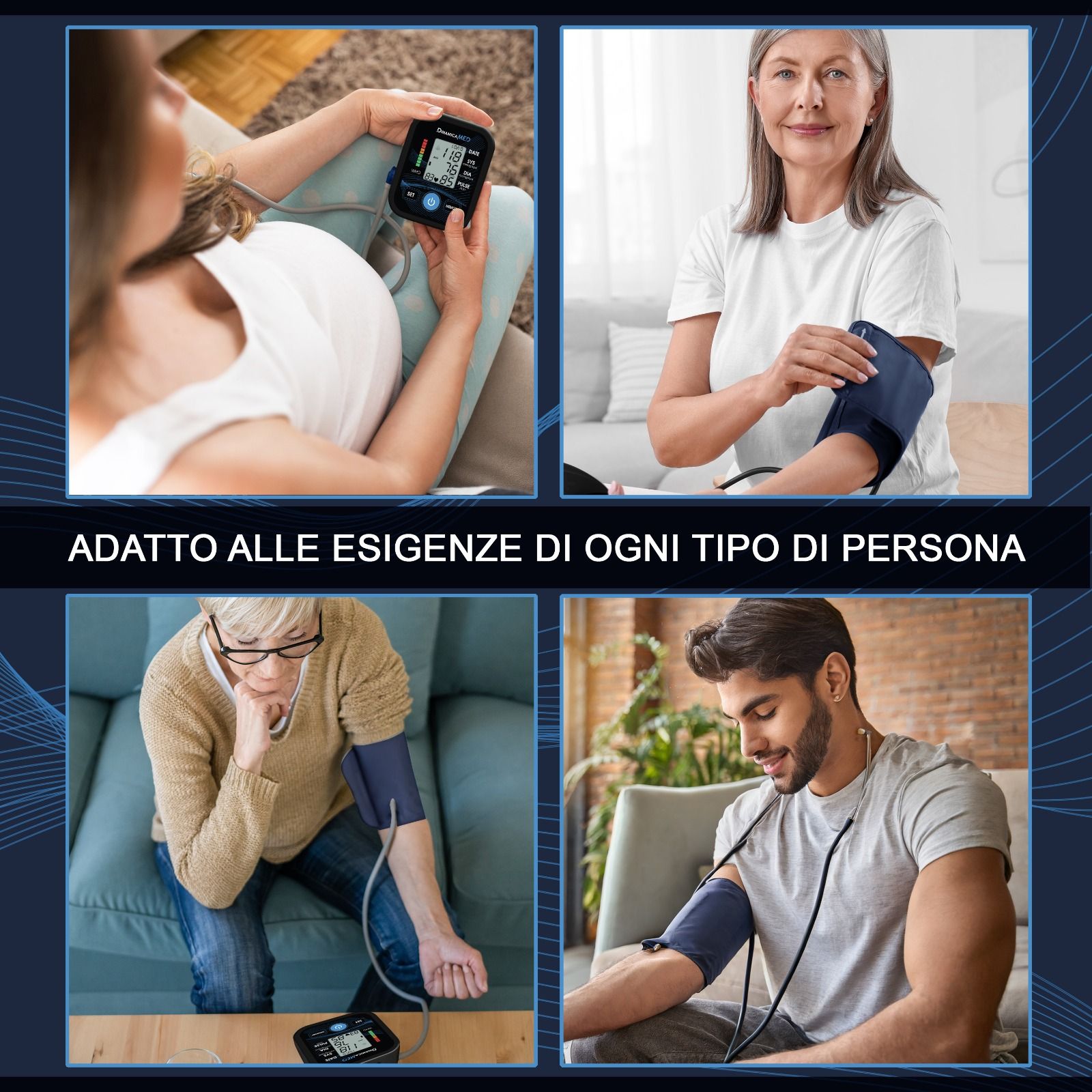 Dinamicamed A-139 Misuratore pressione da braccio, alta precisione, 2*99 memorie