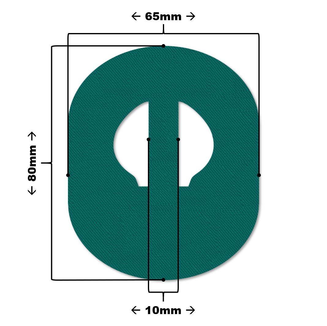 Cerotto ovale verde con fessura e intagli. Dimensioni: 80mm x 65mm x 10mm.