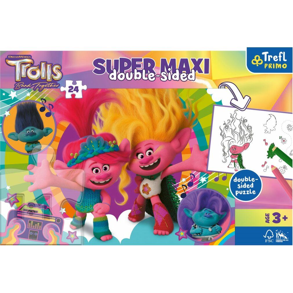 trefl Trolls 3: Happy Troll Day super maxi 24 pezzi.