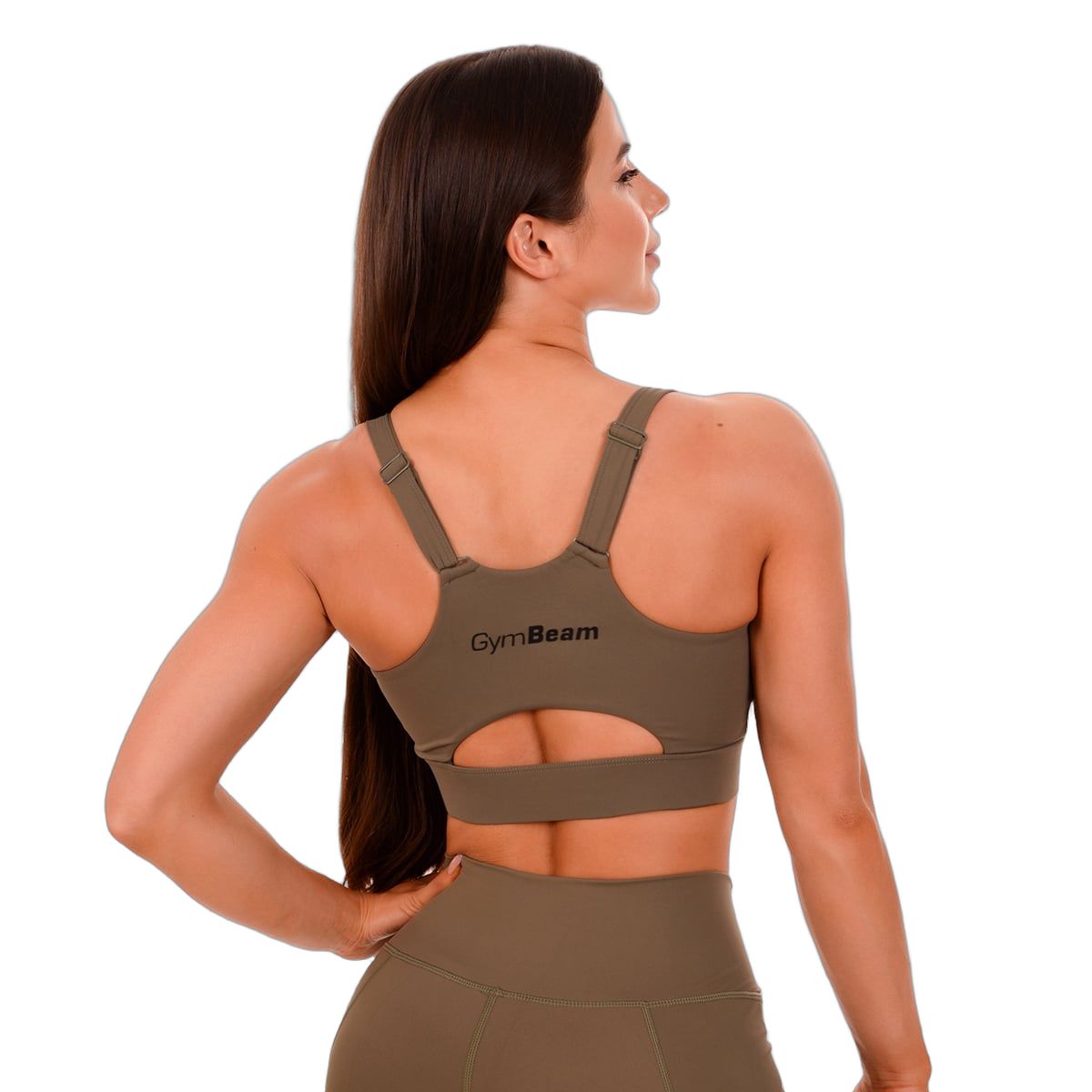 GymBeam Reggiseno sportivo da donna Cut-Out oliva con spalline regolabili