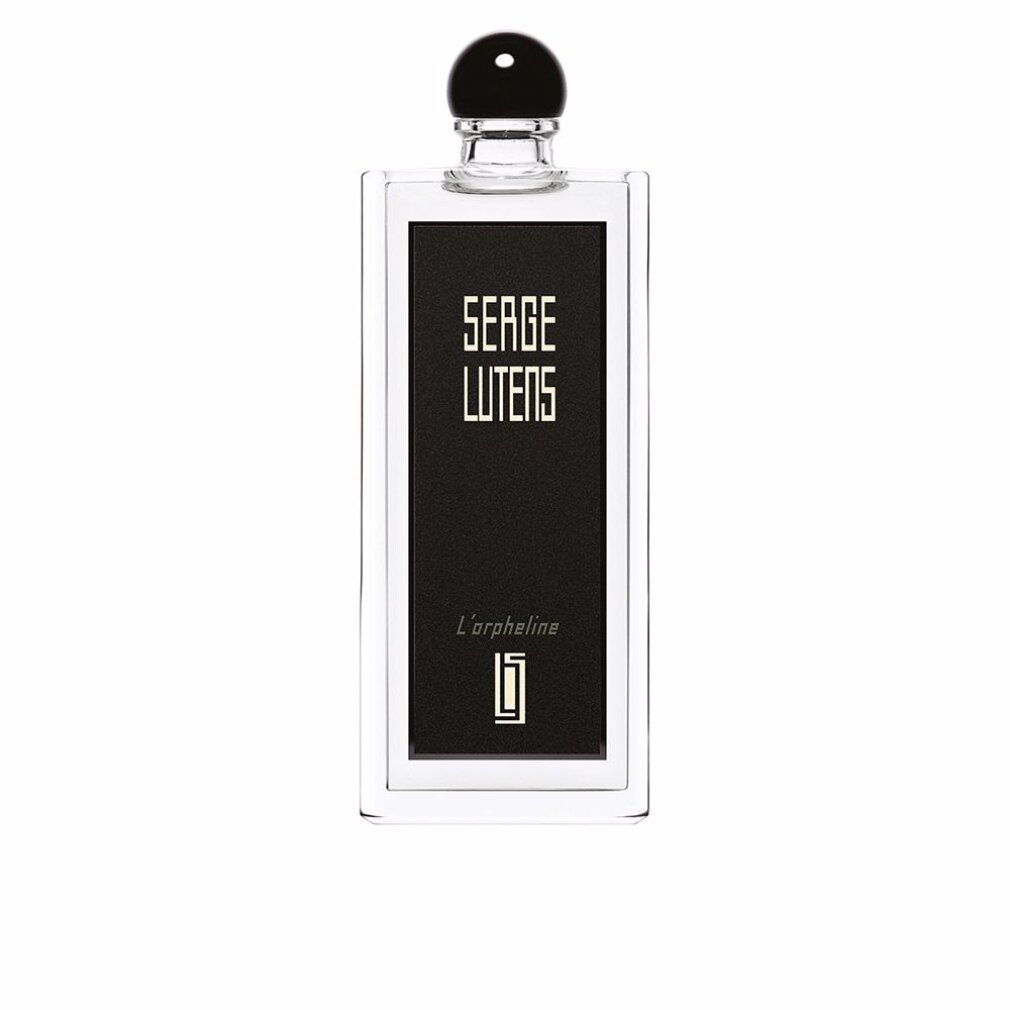 Flacone con etichetta nera. Scritta Serge Lutens, L'orpheline. Tappo nero.