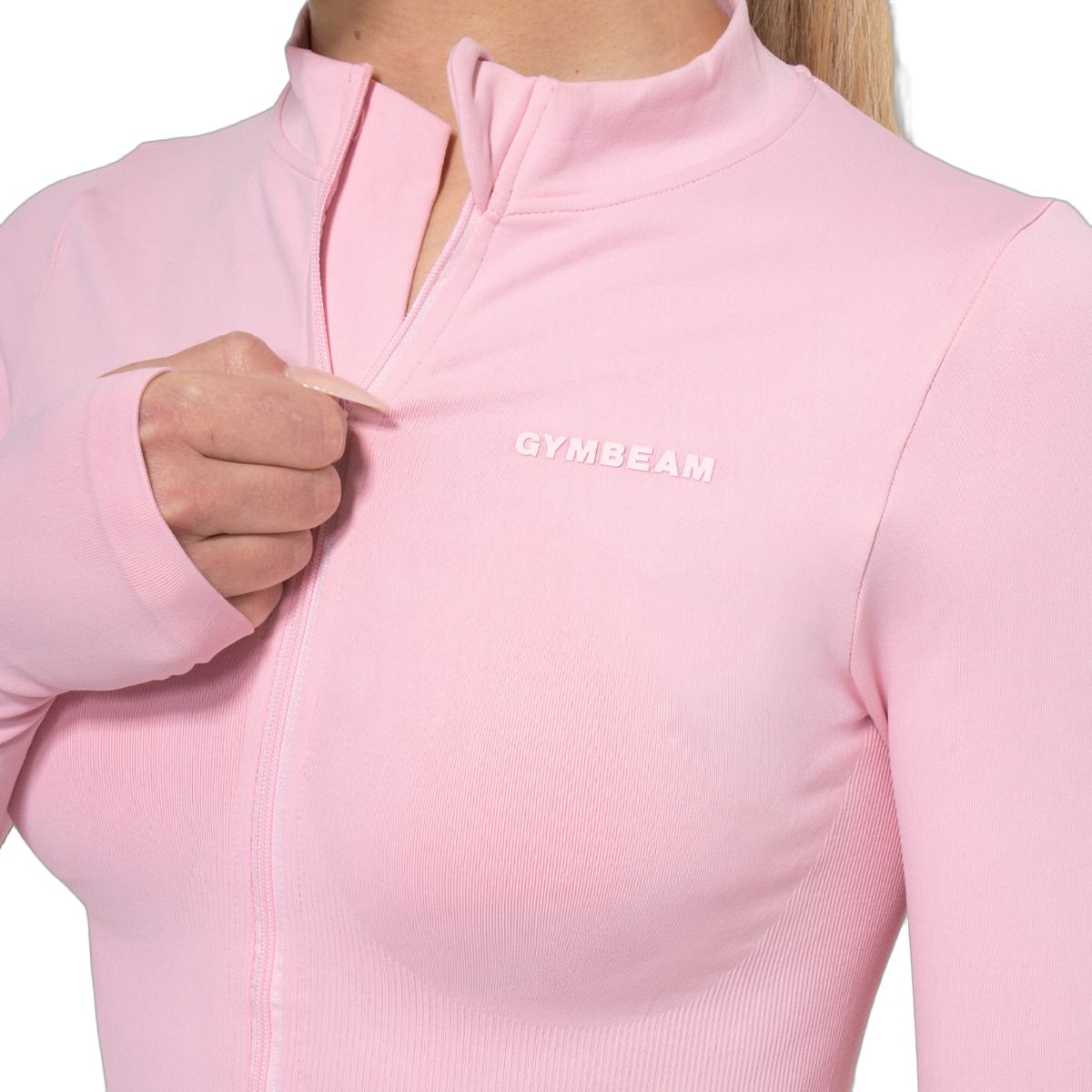 GymBeam Top sportivo donna Luma slim maniche lunghe con zip Baby Pink