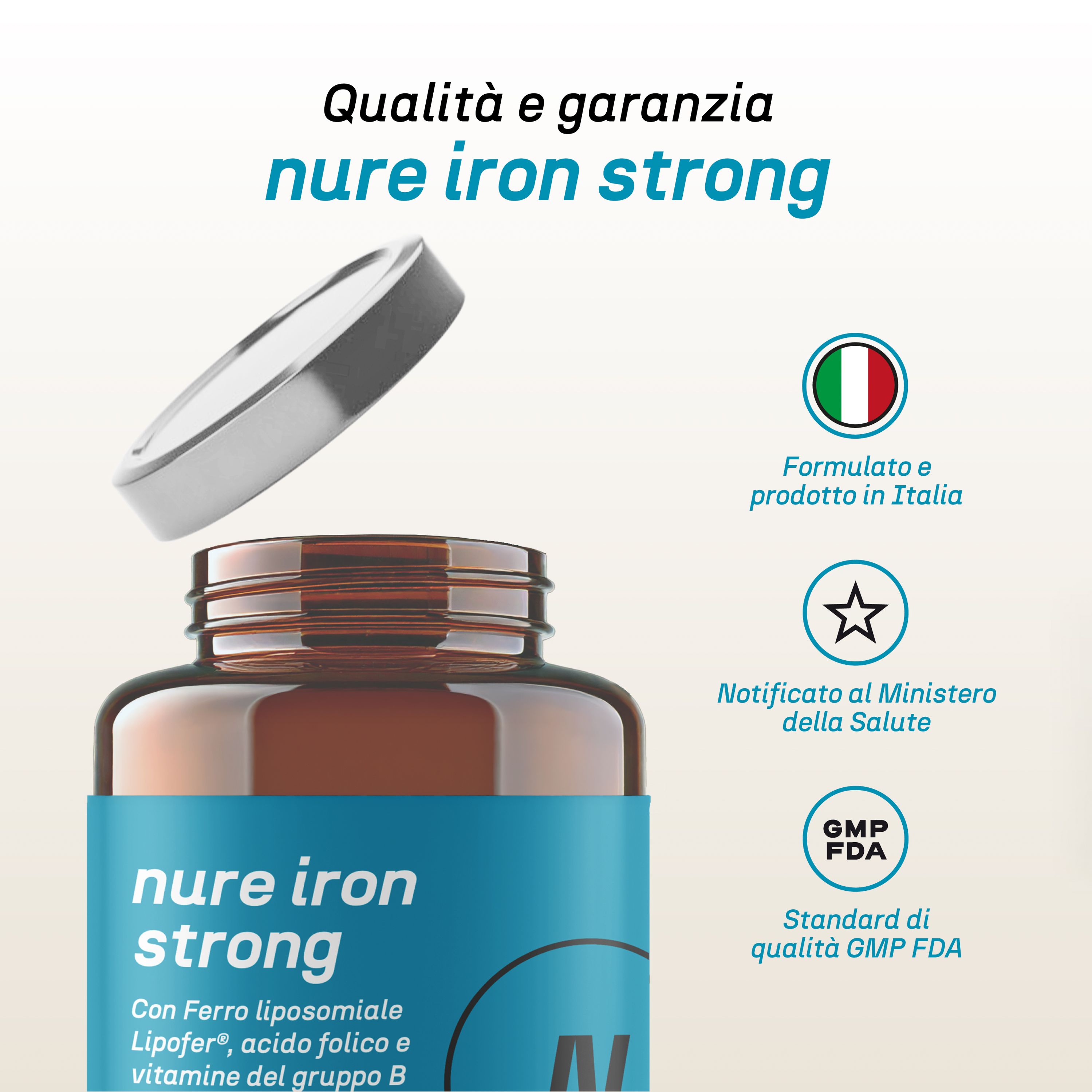 NURE Iron Strong 30 cps 600 mg | Integratore ferro per anemia e stanchezza