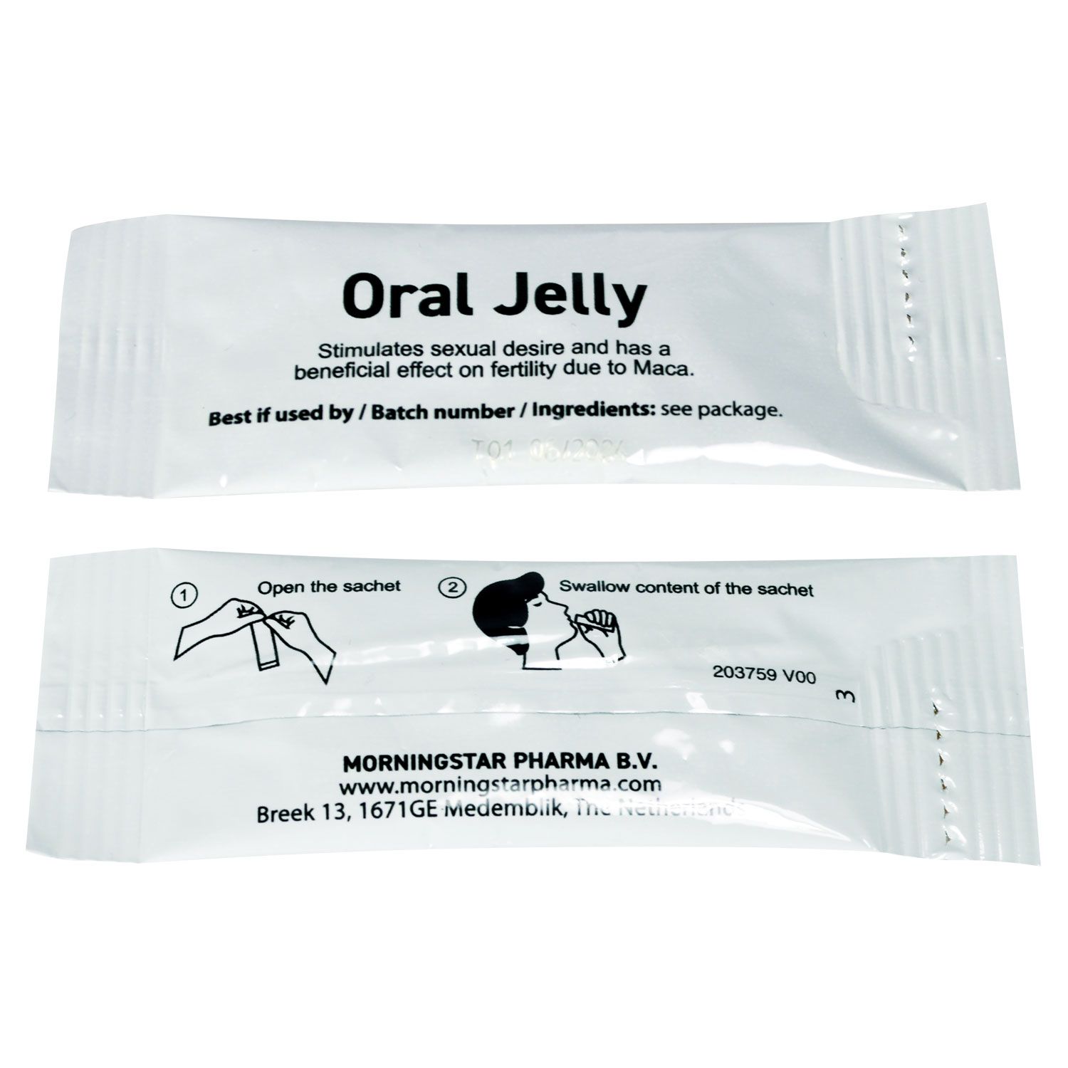 Porzione singola di Oral Jelly in bustina, destinata all'assunzione orale.