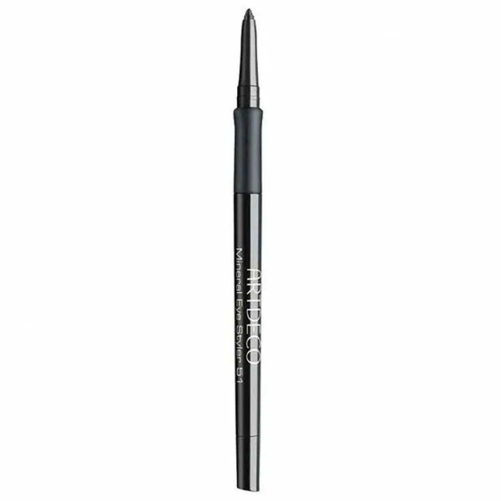 Artdeco Mineral Eye Styler. Matita nera con impugnatura nera. Punta estesa. Nome del prodotto e marchio sulla matita.