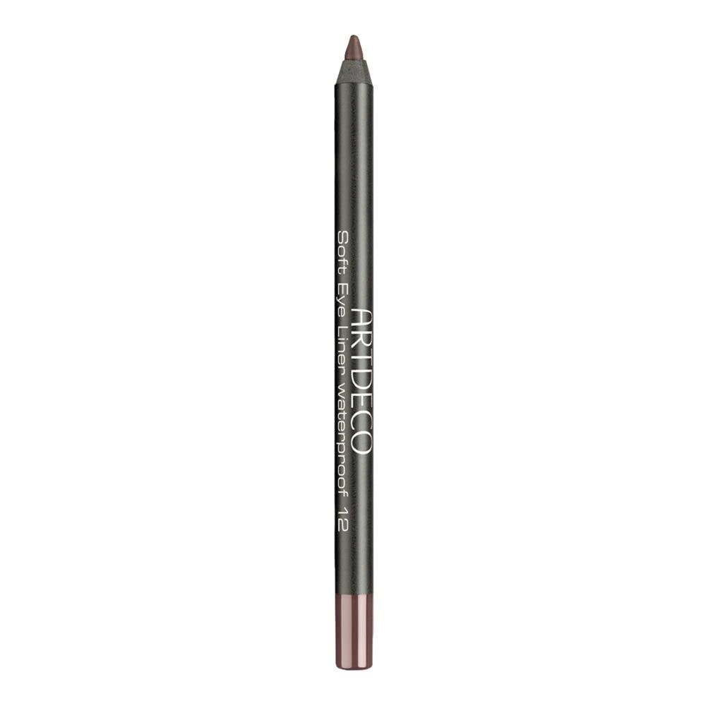 Artdeco Soft Eye Liner Waterproof 12. Matita occhi grigio scuro con punta marrone. Corpo nero, testo bianco.