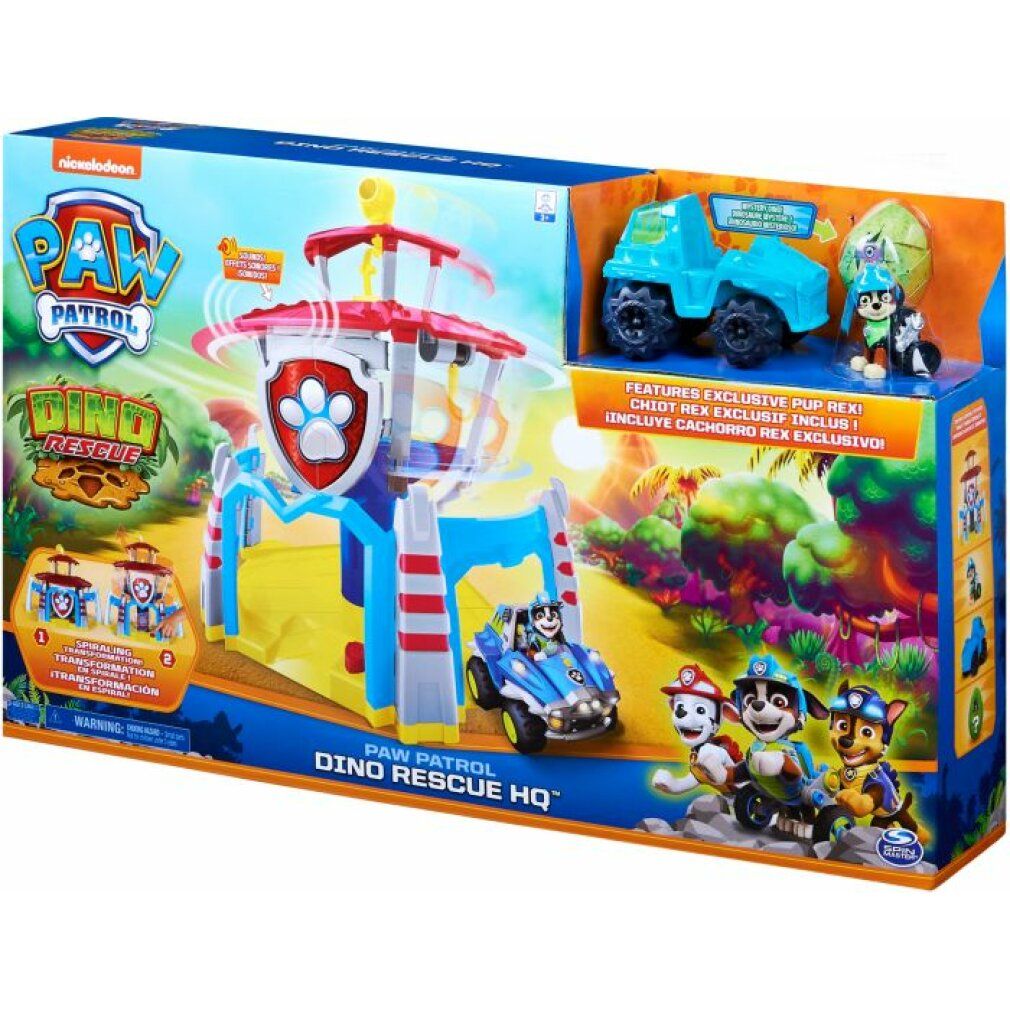 Paw Patrol - Quartier generale Dino (incluso veicolo base, figura del cucciolo Rex)