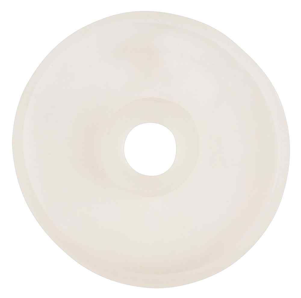 Prodotto a forma di anello, materiale chiaro. Foro centrale. Forma rotonda.