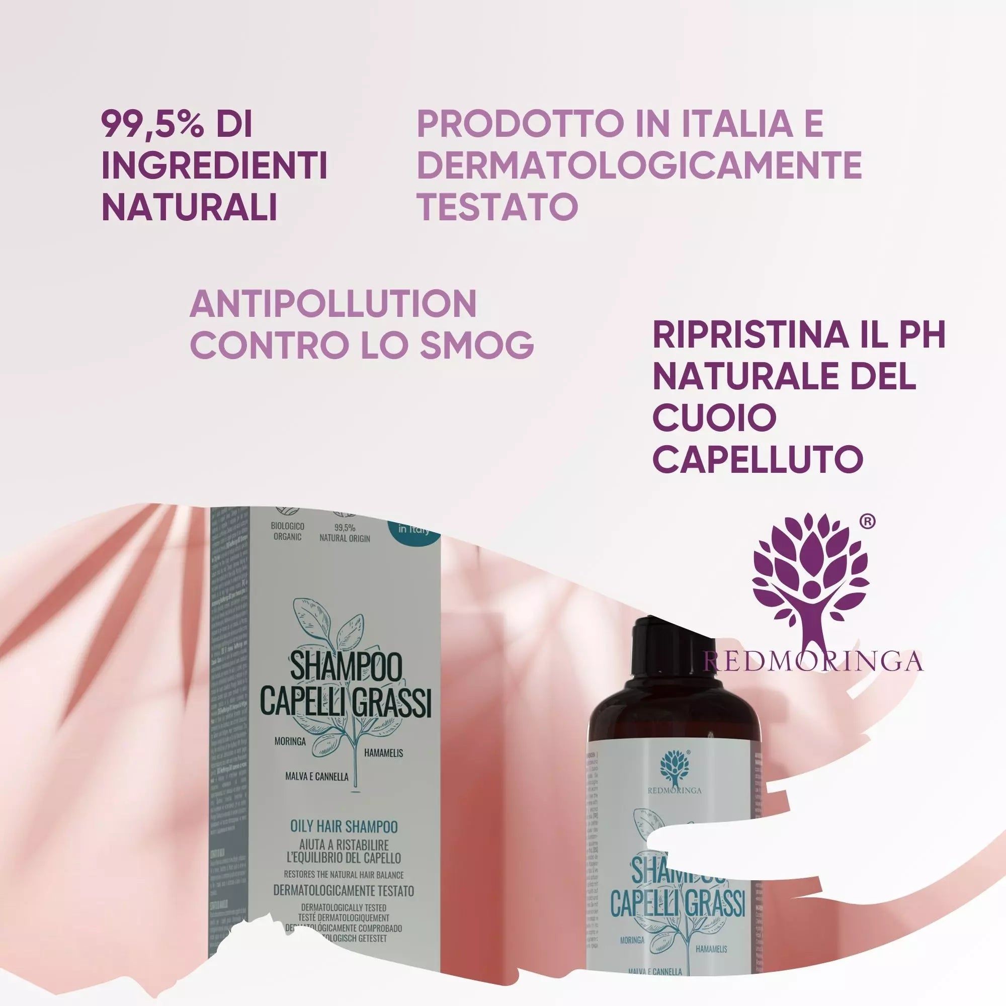 Shampoo Capelli Grassi BIO alla Moringa – Sebo Equilibrato a Lungo