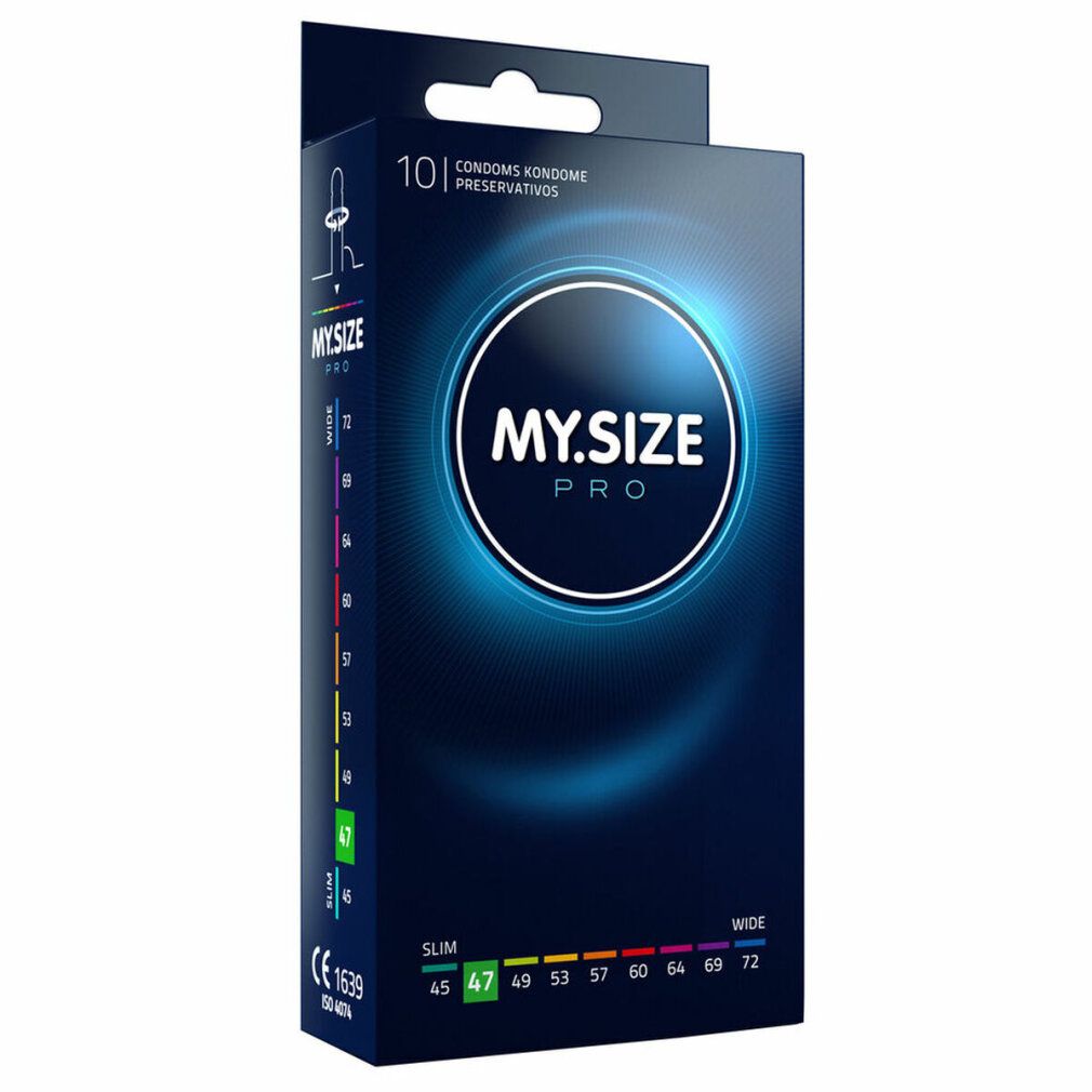 Scatola di preservativi MY.SIZE PRO 47mm. 10 pezzi. Taglia Slim. Marchio CE.