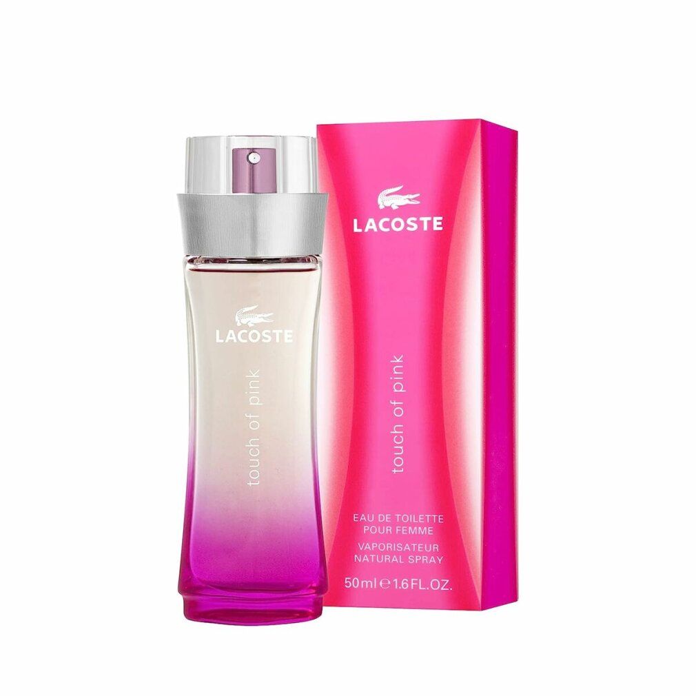 Flacone e confezione Lacoste Touch of Pink Eau de Toilette, 50ml.