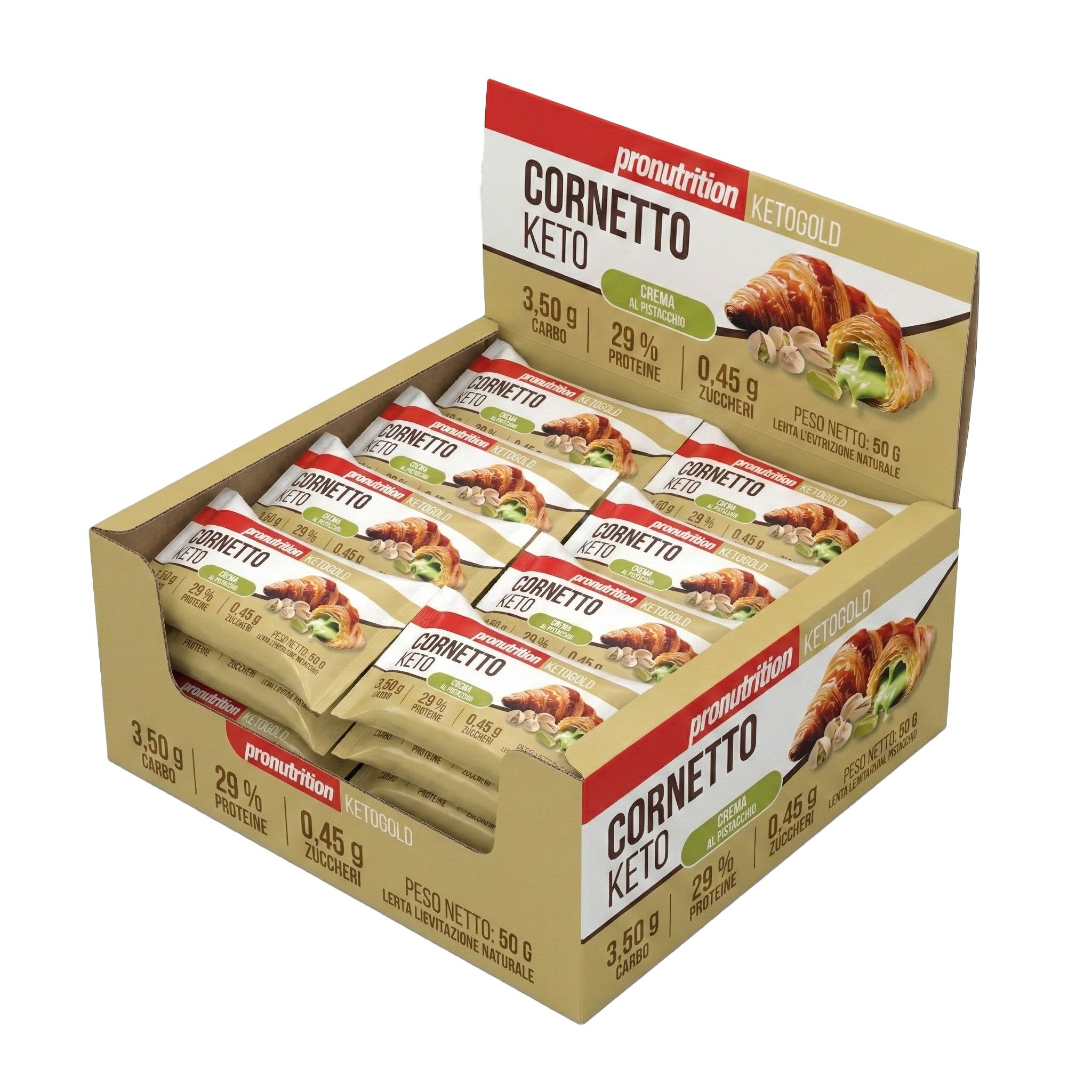 Pronutrition Cornetto keto - Pistacchio - 35 pezzi da 50 gr - Senza zuccheri aggiunti