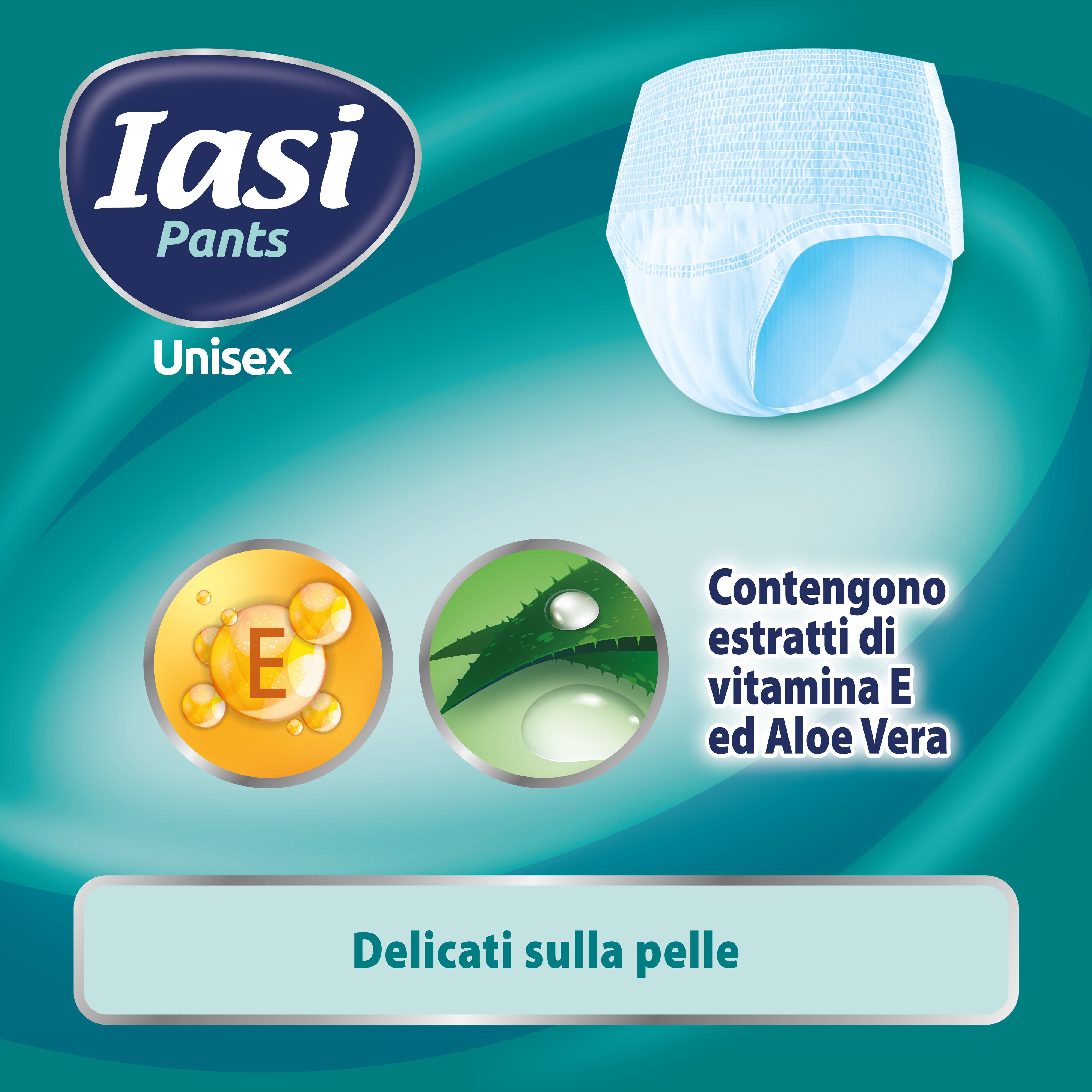IASI Pants Unisex. Con vitamina E e Aloe Vera. Delicati sulla pelle.