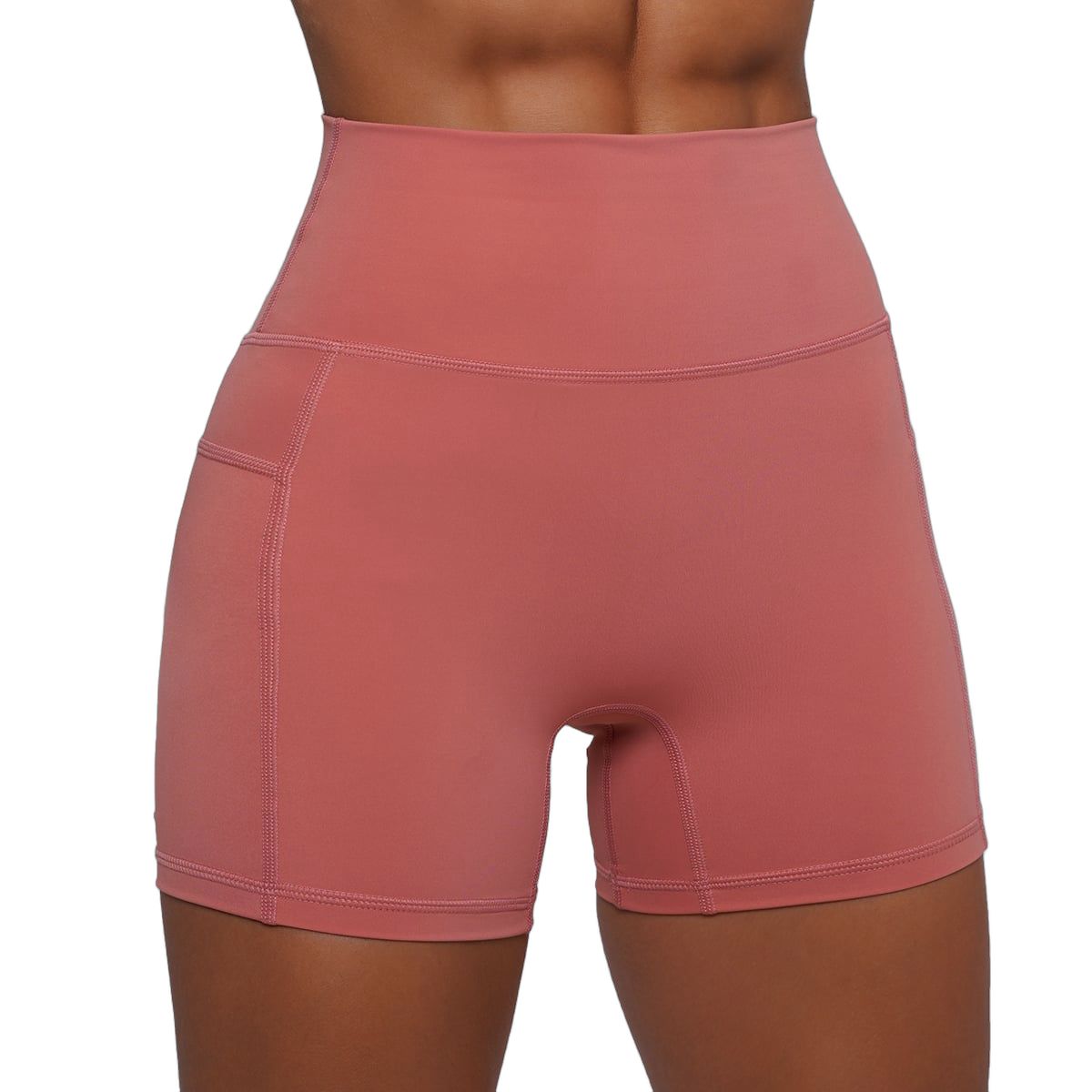 GymBeam Pantaloncini donna FIT a vita alta slim con tasche Salmon
