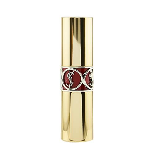 Rossetto dorato con anello rosso e logo YSL. Tappo chiuso.