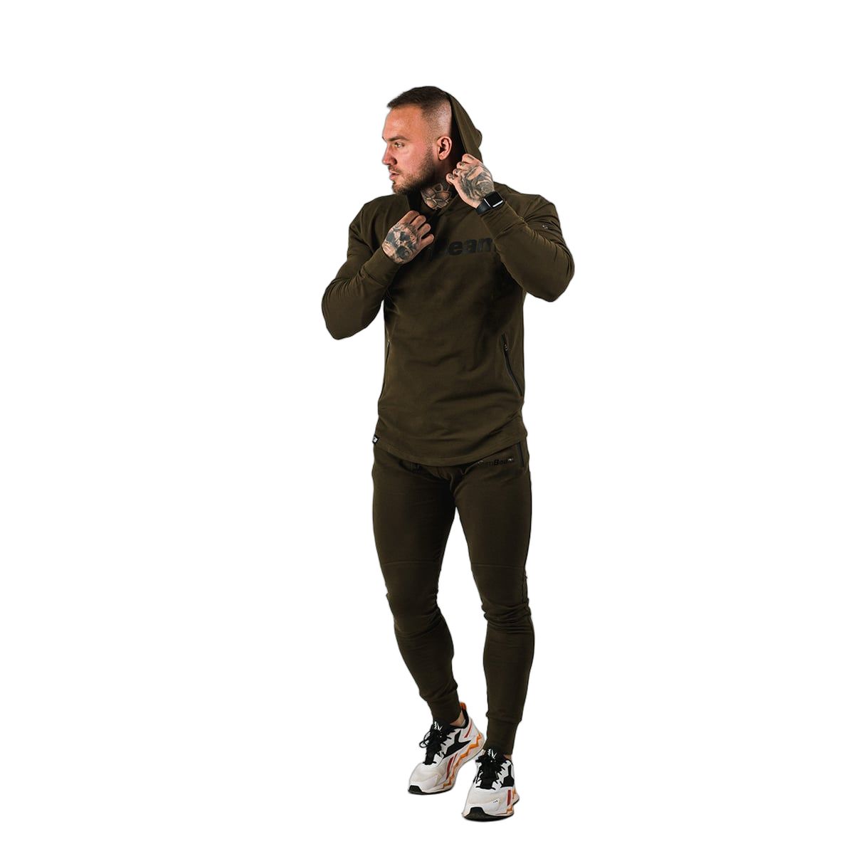 GymBeam Felpa uomo regular con cappuccio Urban Military Green