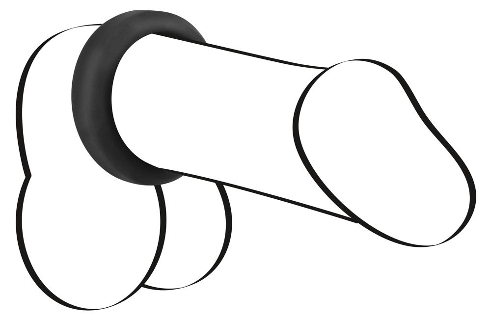 Rappresentazione schematica di un pene con anello in silicone nero.