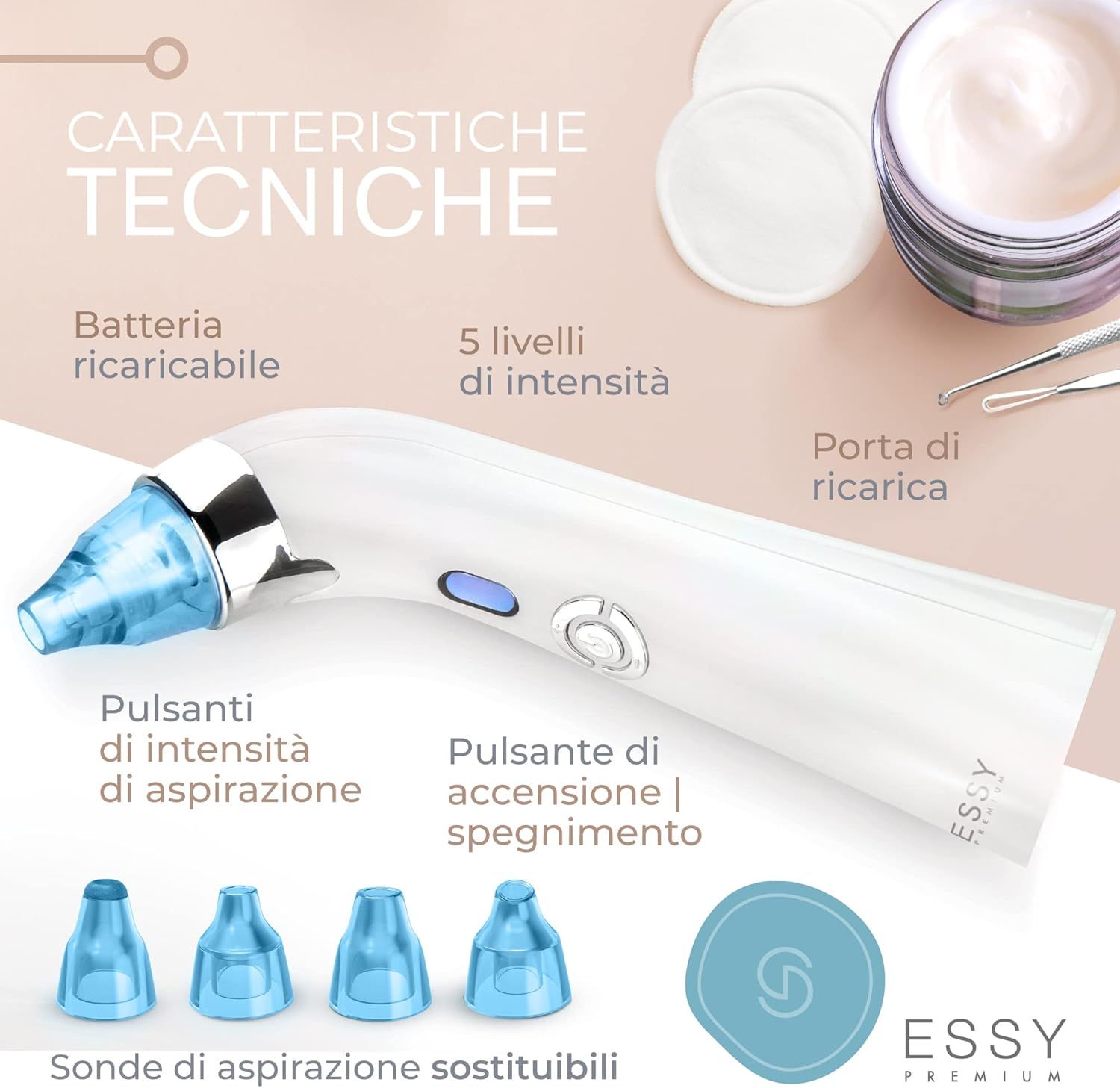 Essy aspiratore per punti neri, dispositivo pulizia pori