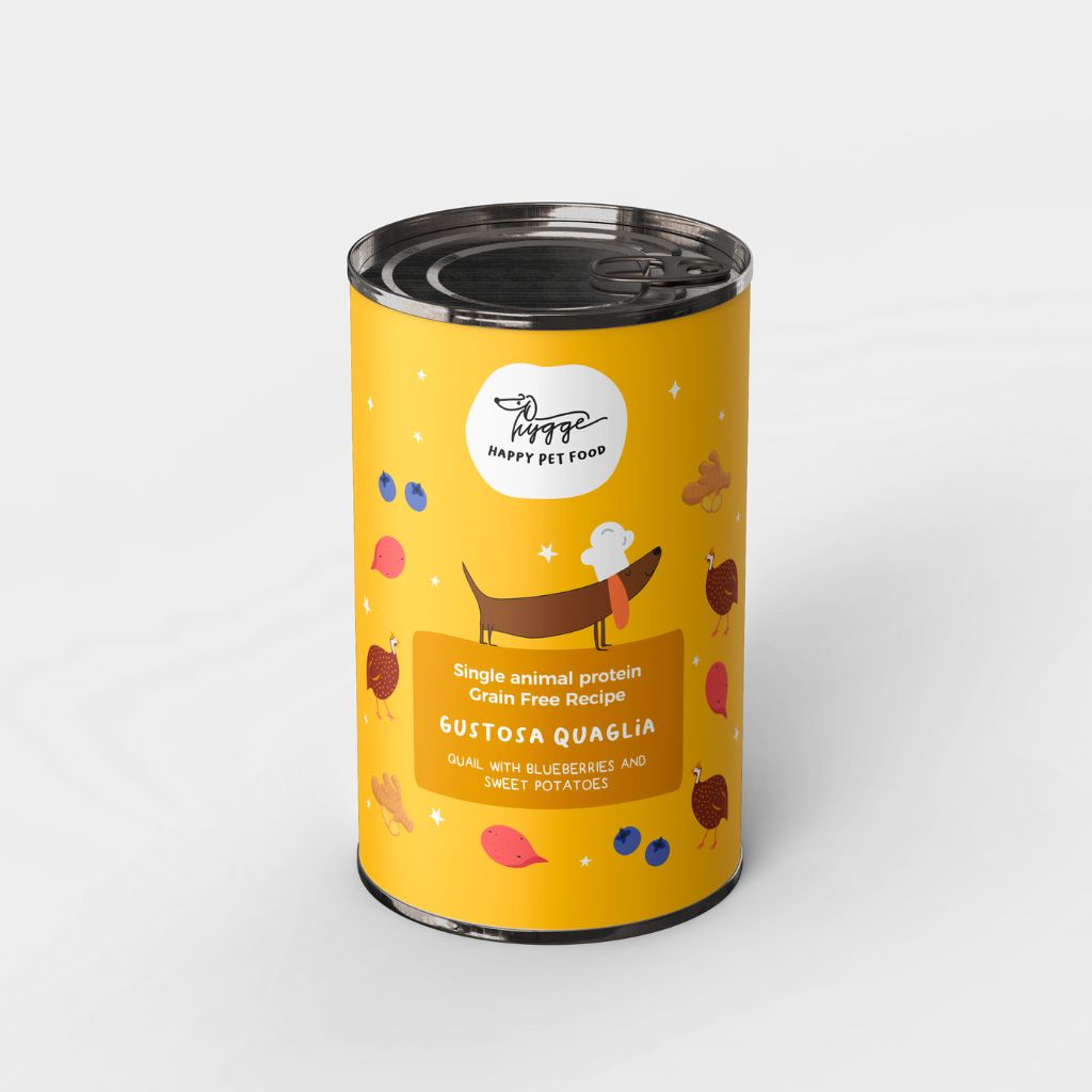HYGGEDOG - Monoproteico Gustosa Quaglia con Mirtilli e Patate Dolci - 1 scatoletta
