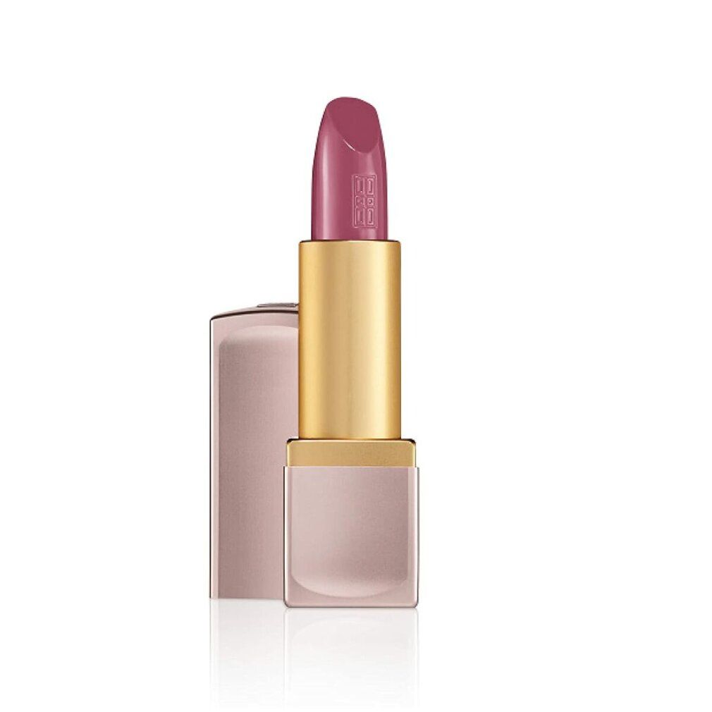 Primo piano di labbra truccate con un rossetto malva. Le labbra sono leggermente socchiuse.