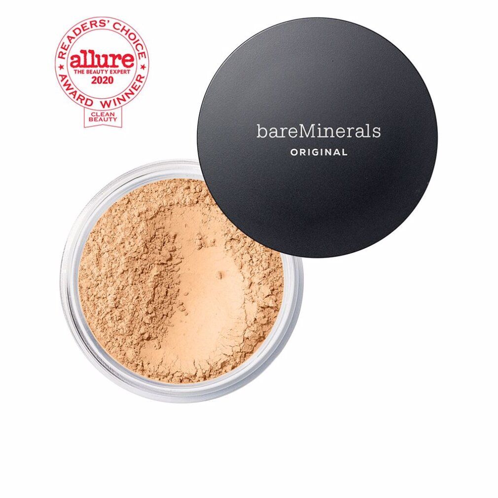 Contenitore aperto di polvere. Coperchio nero con "bareMinerals Original". Premio "Allure Readers' Choice".