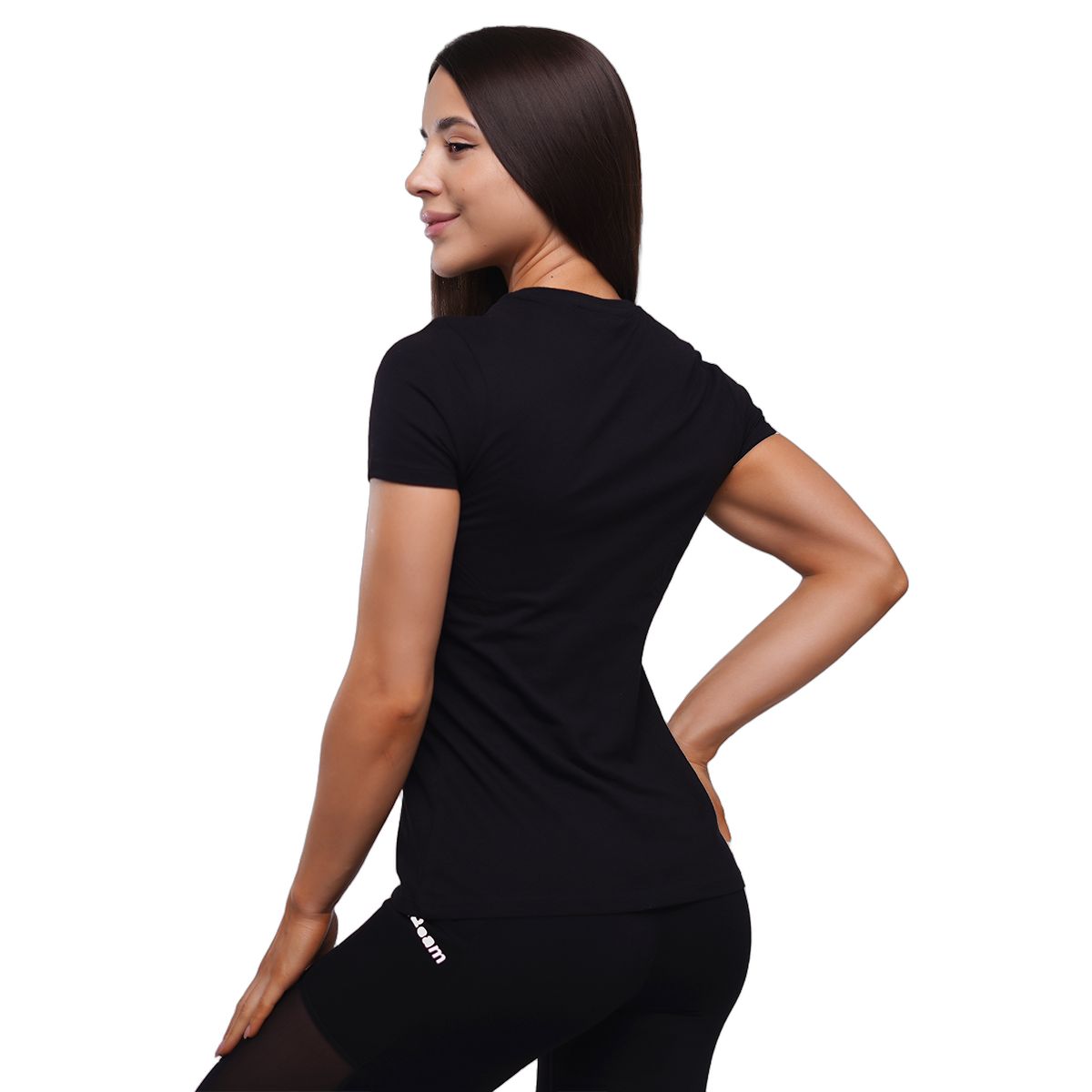 GymBeam T-shirt donna Beam slim in cotone con scollo rotondo Black