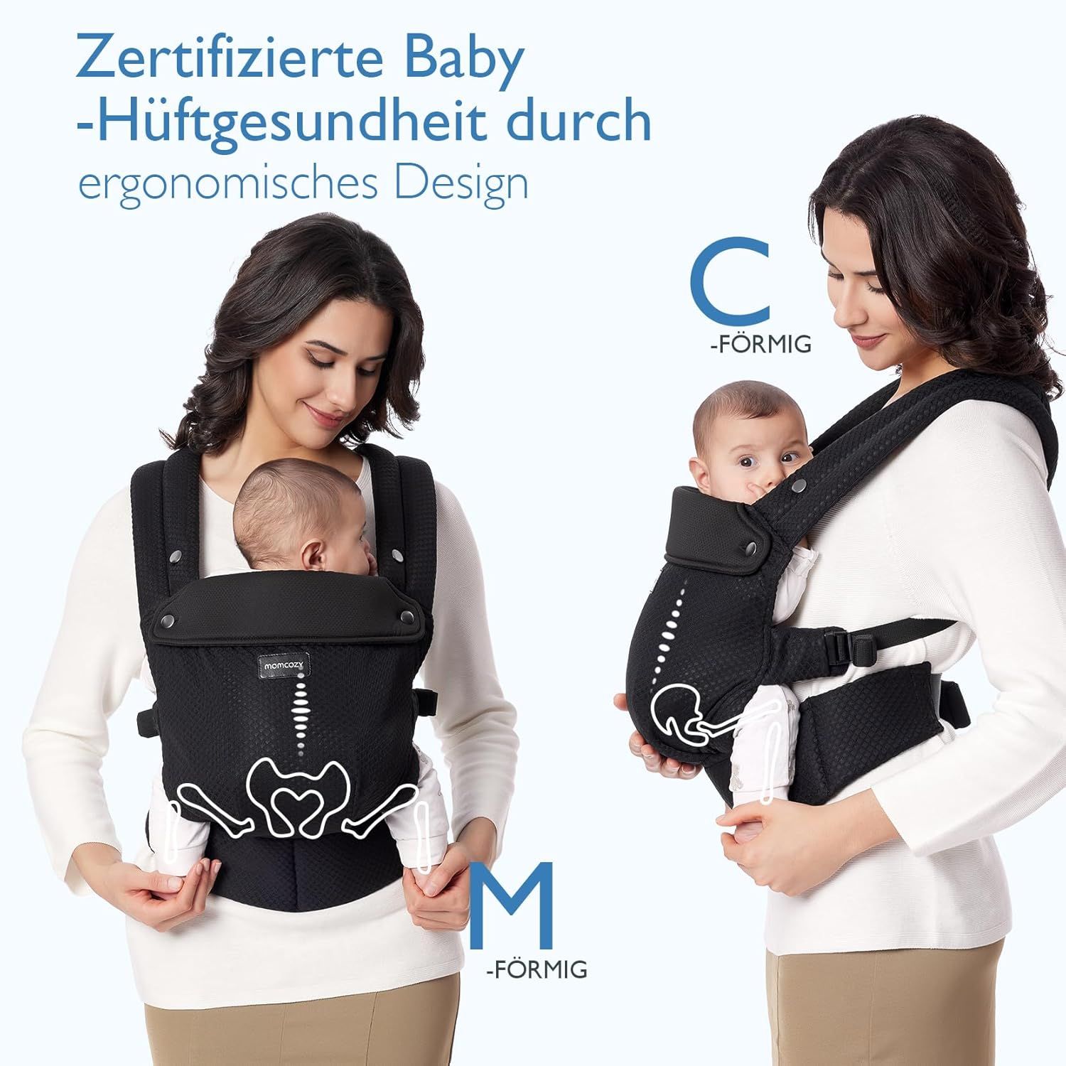Momcozy Marsupio per Bambini Leggero e Traspirante Air Mesh Nero