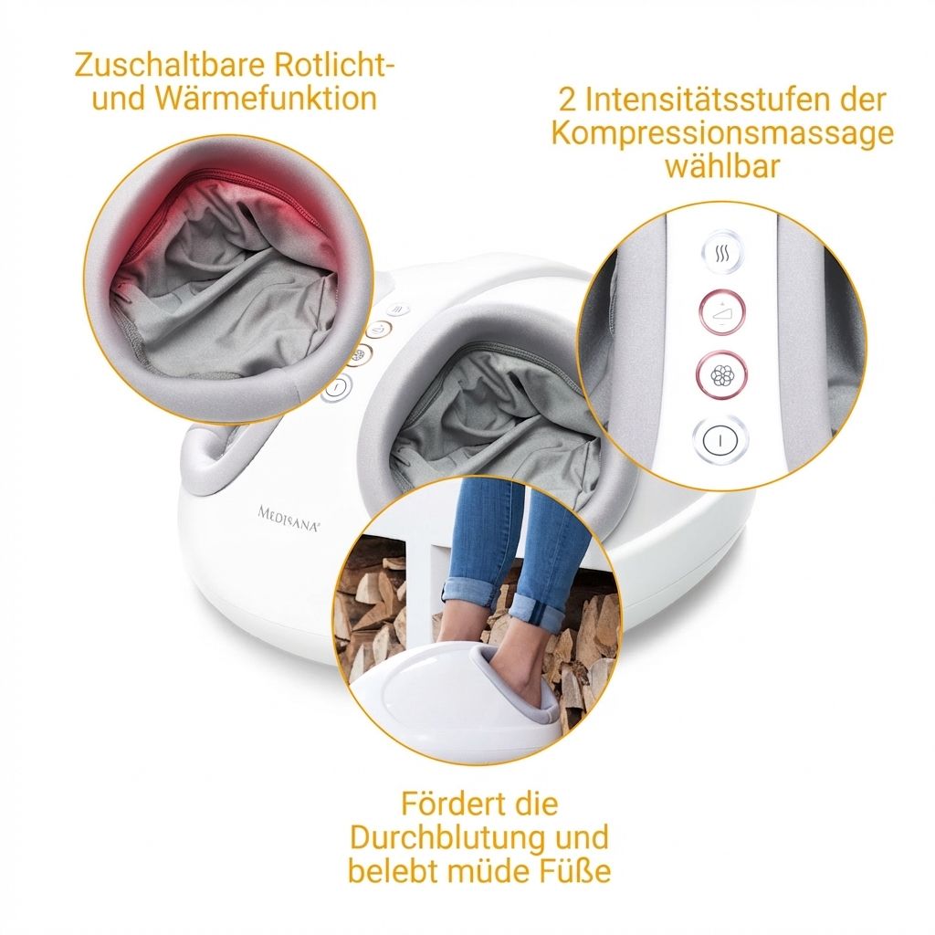 Massaggiatore plantare Shiatsu con funzioni di luce rossa, calore e massaggio a compressione.